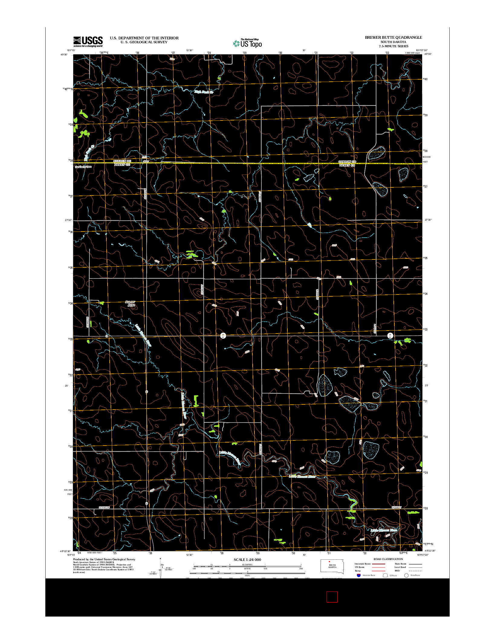 USGS US TOPO 7.5-MINUTE MAP FOR BREWER BUTTE, SD 2012