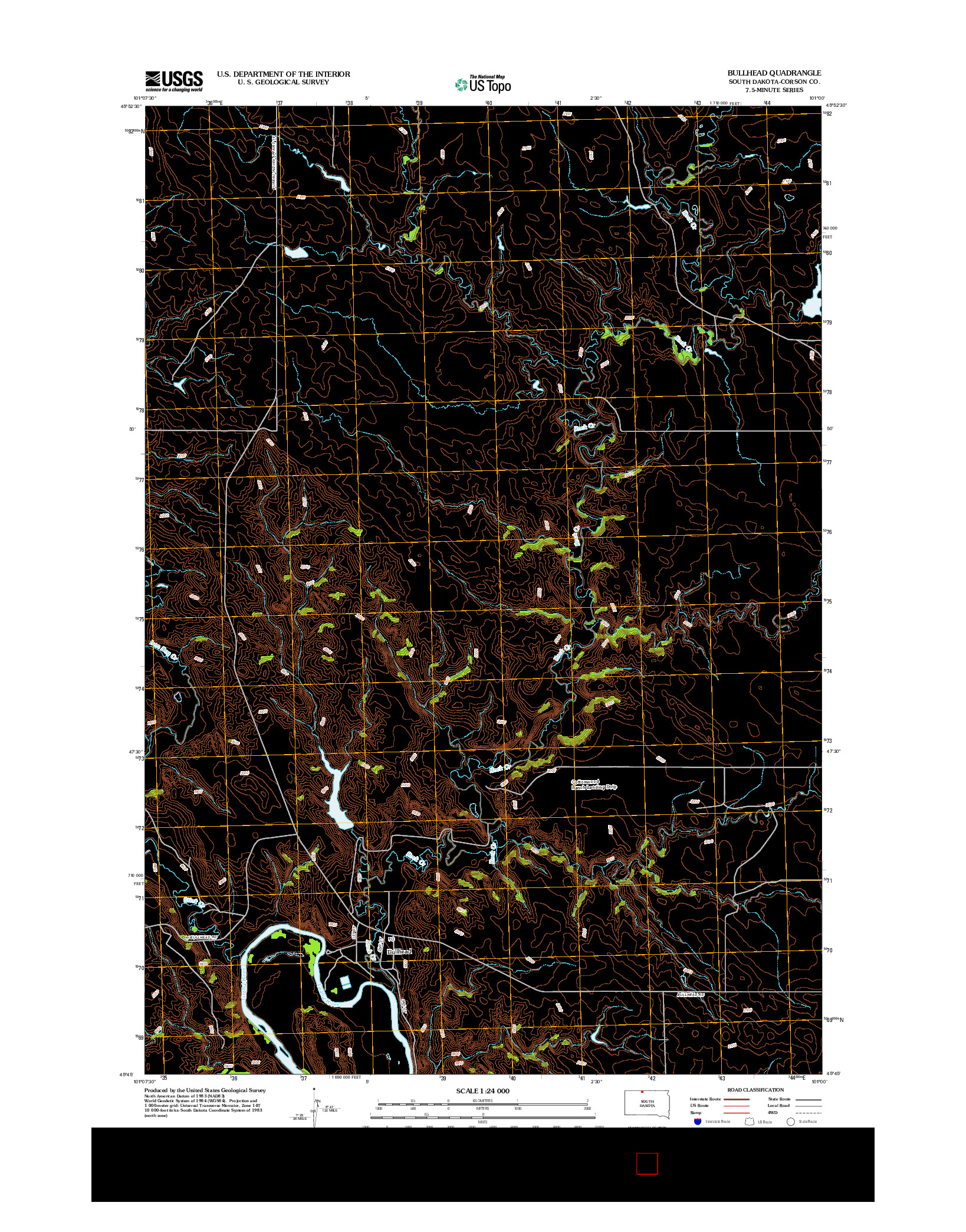 USGS US TOPO 7.5-MINUTE MAP FOR BULLHEAD, SD 2012