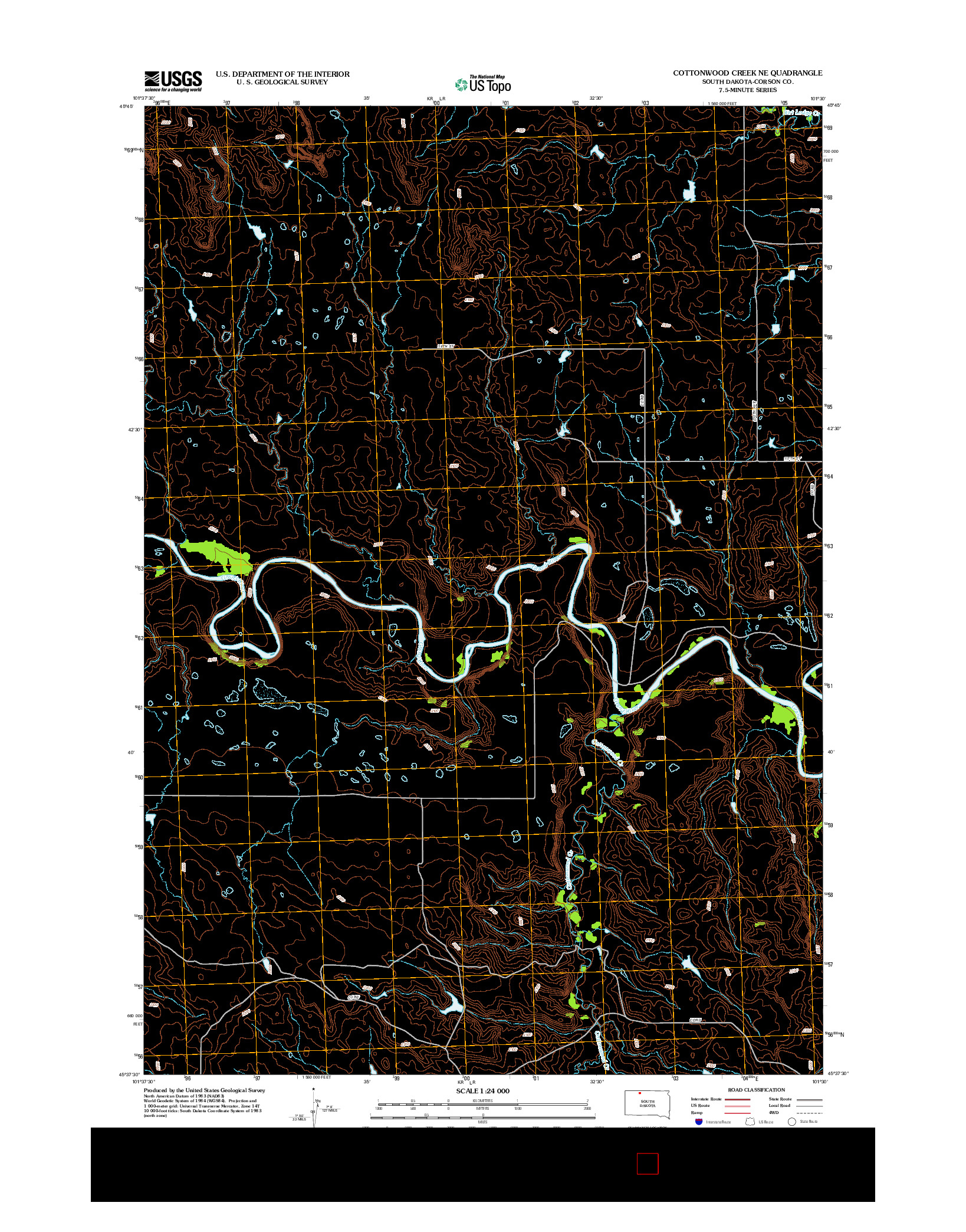 USGS US TOPO 7.5-MINUTE MAP FOR COTTONWOOD CREEK NE, SD 2012