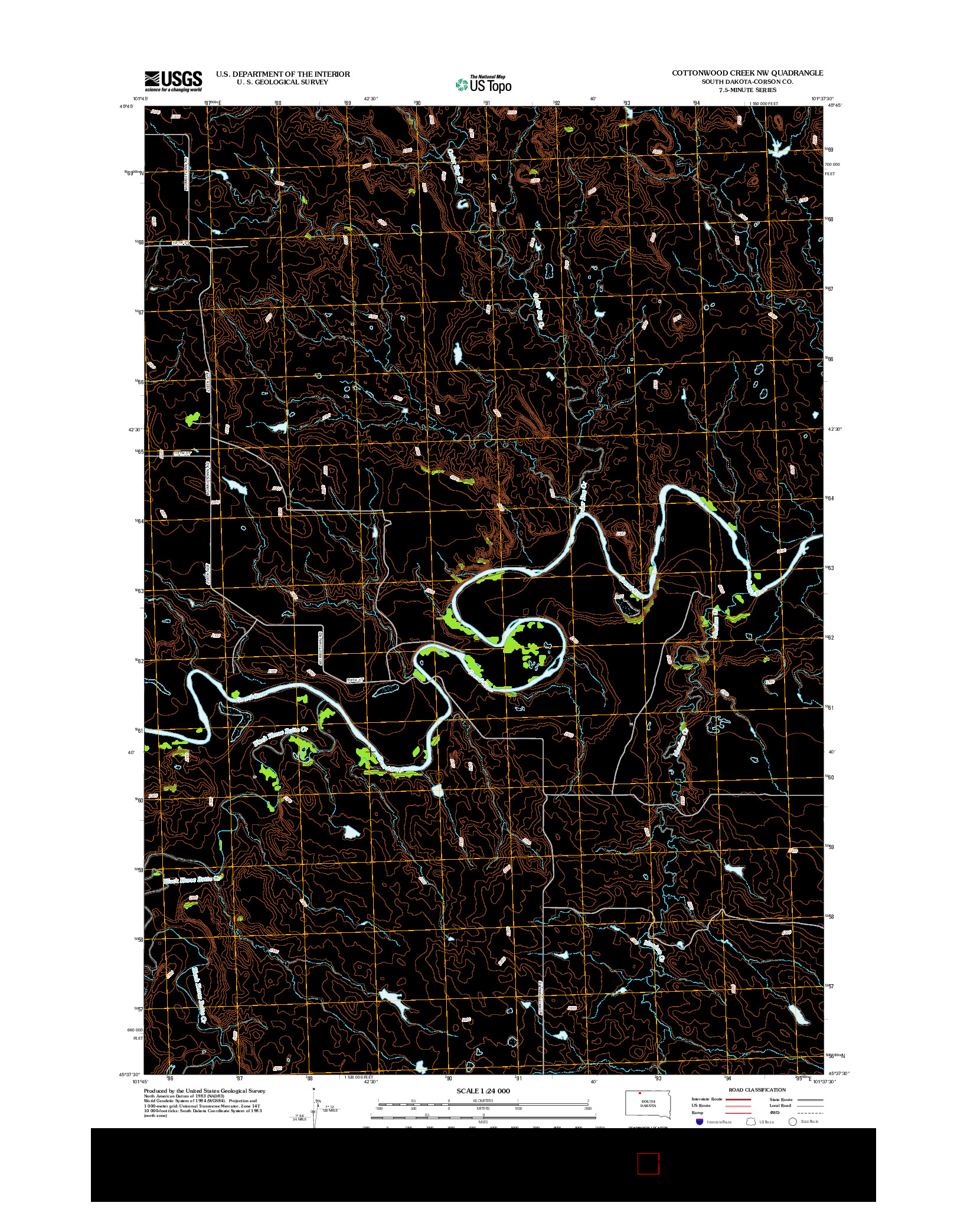 USGS US TOPO 7.5-MINUTE MAP FOR COTTONWOOD CREEK NW, SD 2012