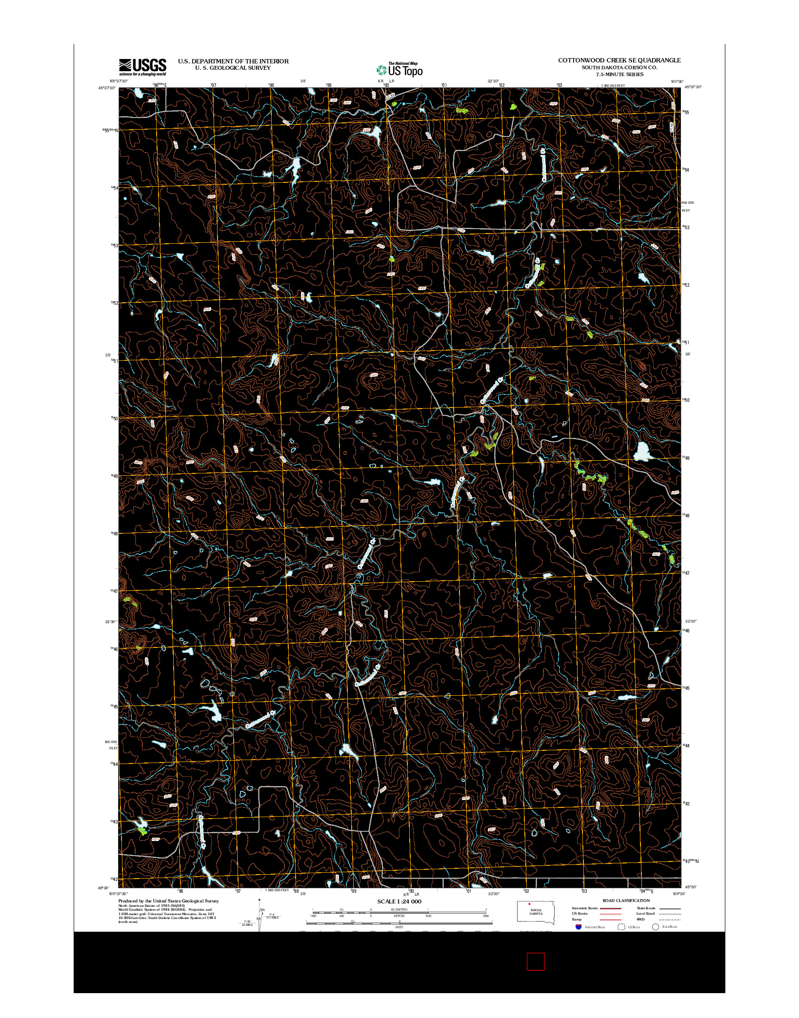 USGS US TOPO 7.5-MINUTE MAP FOR COTTONWOOD CREEK SE, SD 2012