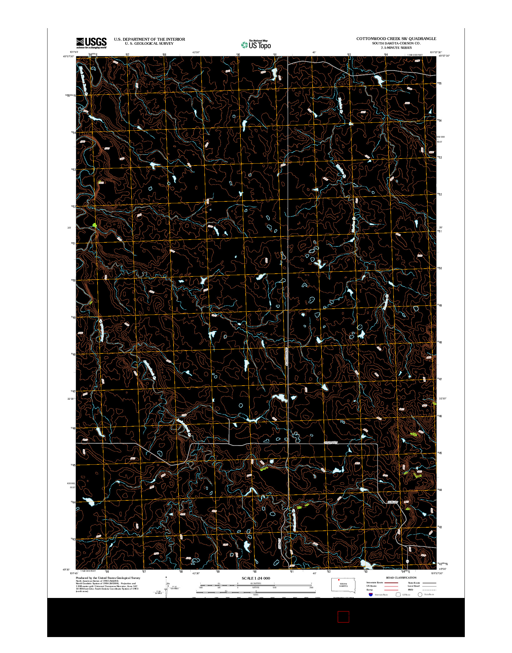 USGS US TOPO 7.5-MINUTE MAP FOR COTTONWOOD CREEK SW, SD 2012