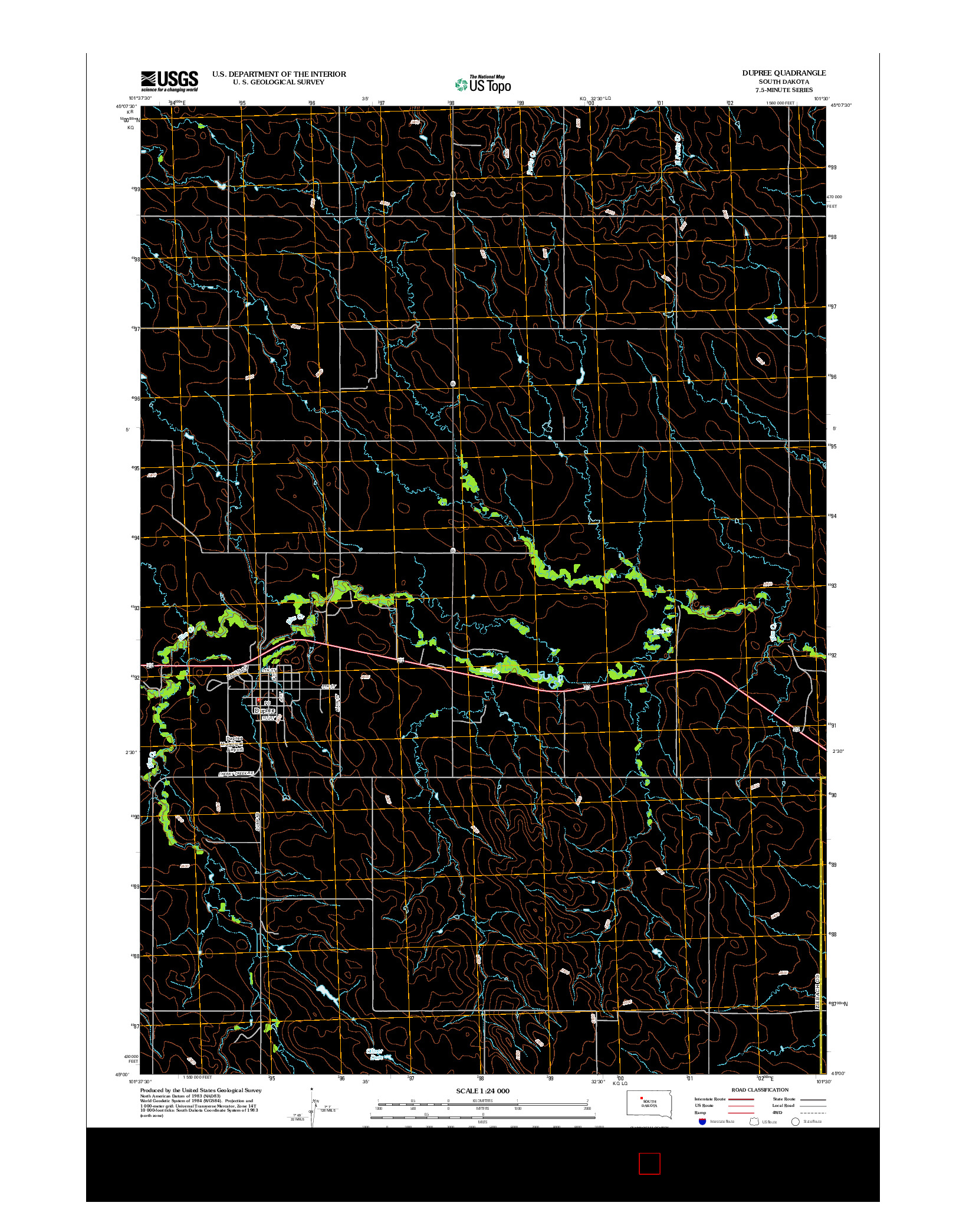USGS US TOPO 7.5-MINUTE MAP FOR DUPREE, SD 2012