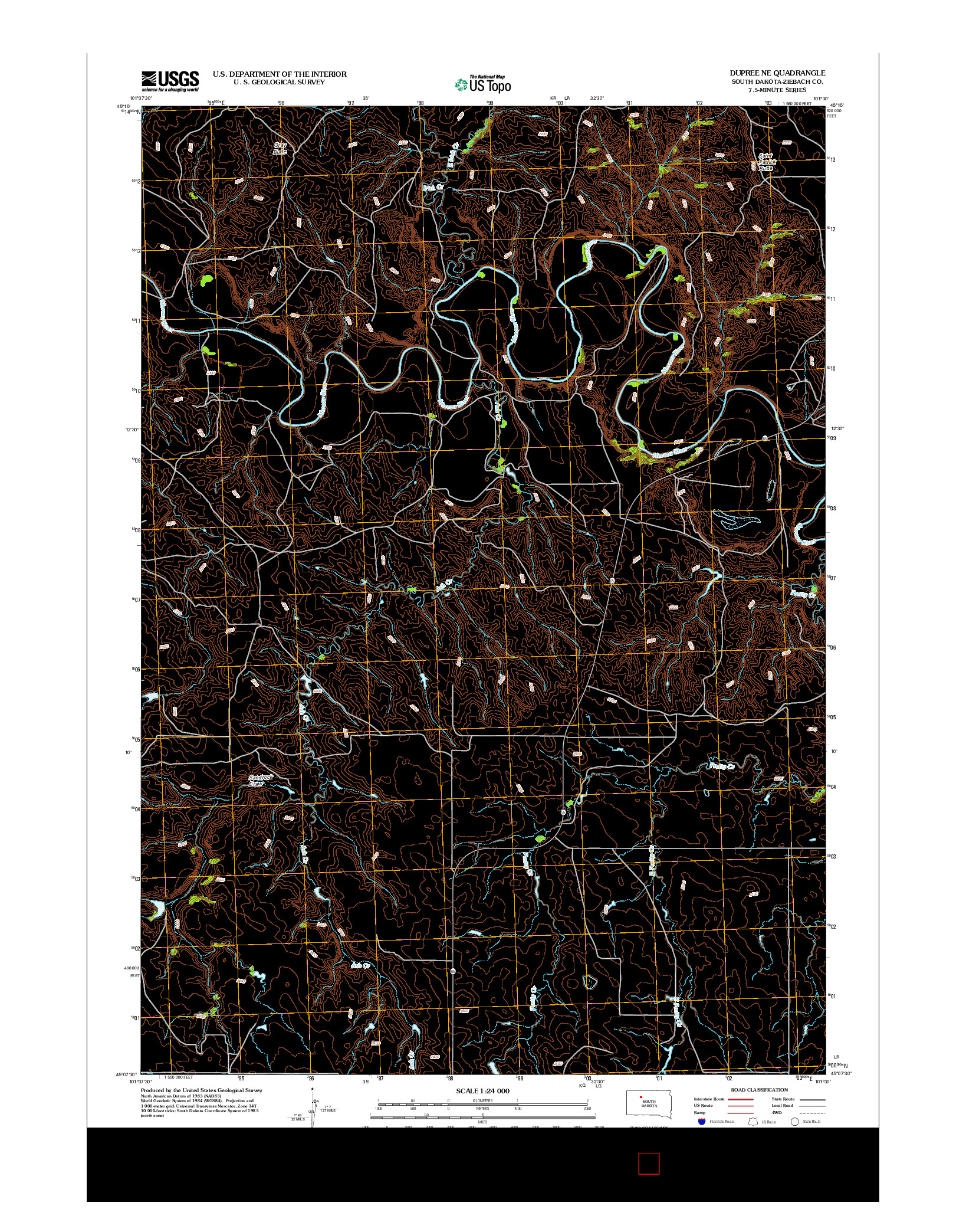 USGS US TOPO 7.5-MINUTE MAP FOR DUPREE NE, SD 2012