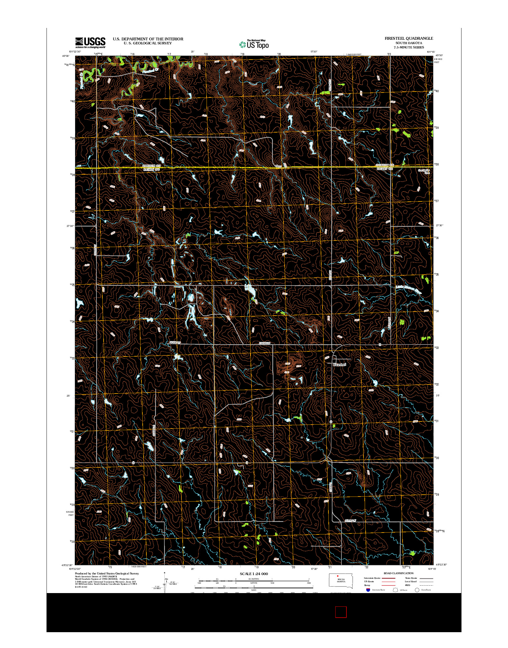 USGS US TOPO 7.5-MINUTE MAP FOR FIRESTEEL, SD 2012