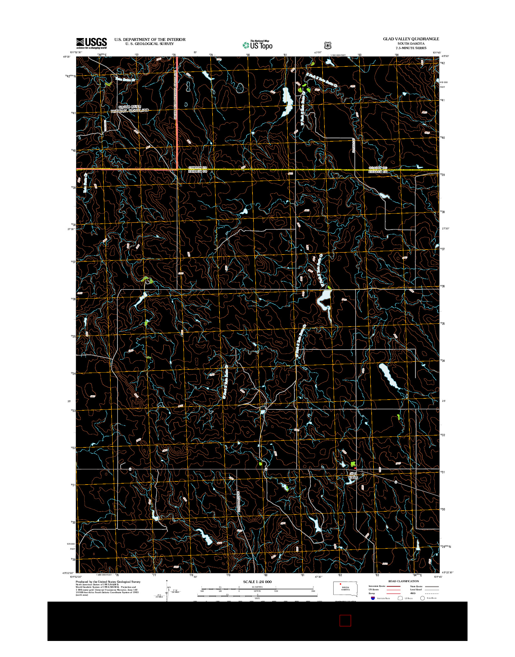 USGS US TOPO 7.5-MINUTE MAP FOR GLAD VALLEY, SD 2012