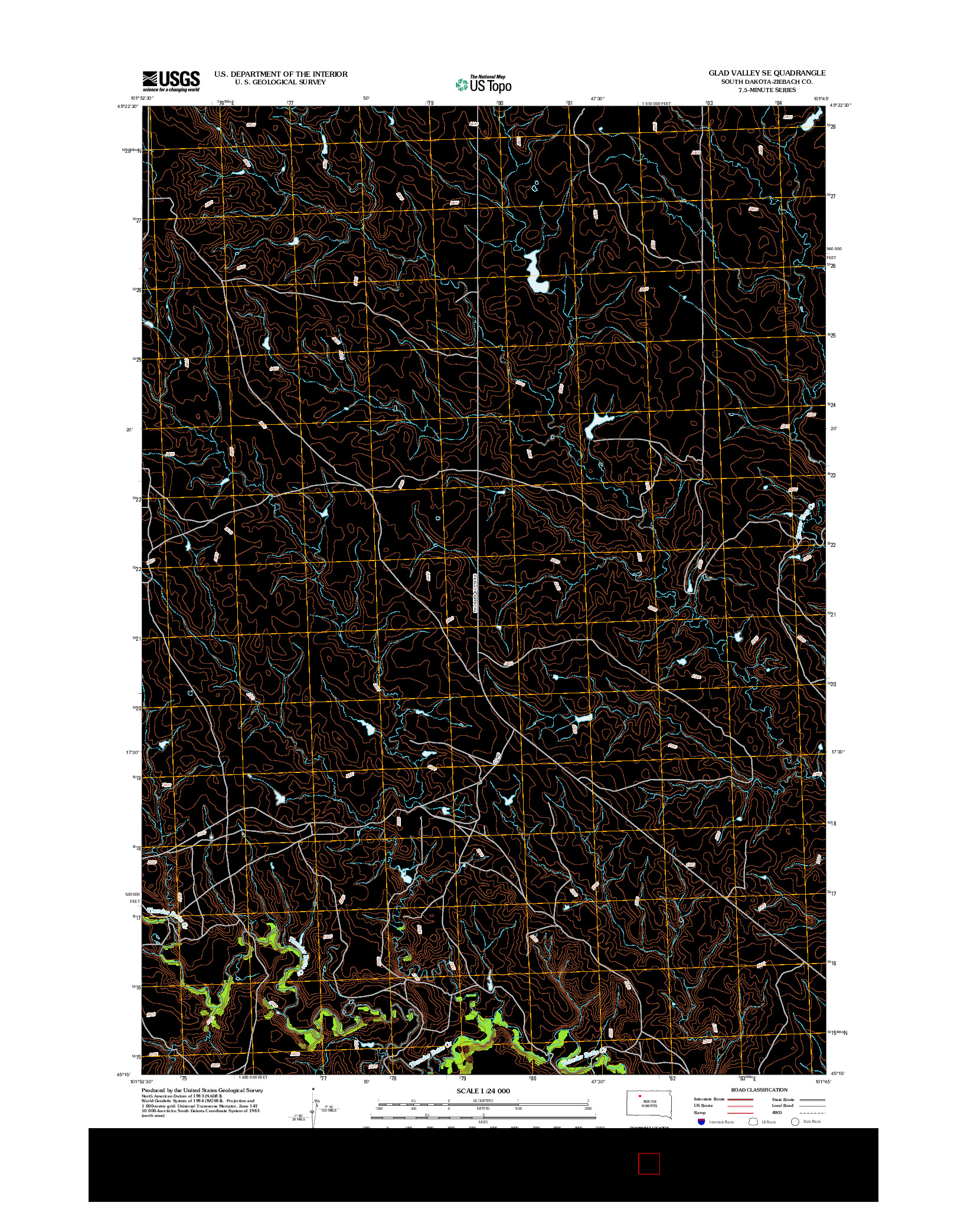 USGS US TOPO 7.5-MINUTE MAP FOR GLAD VALLEY SE, SD 2012