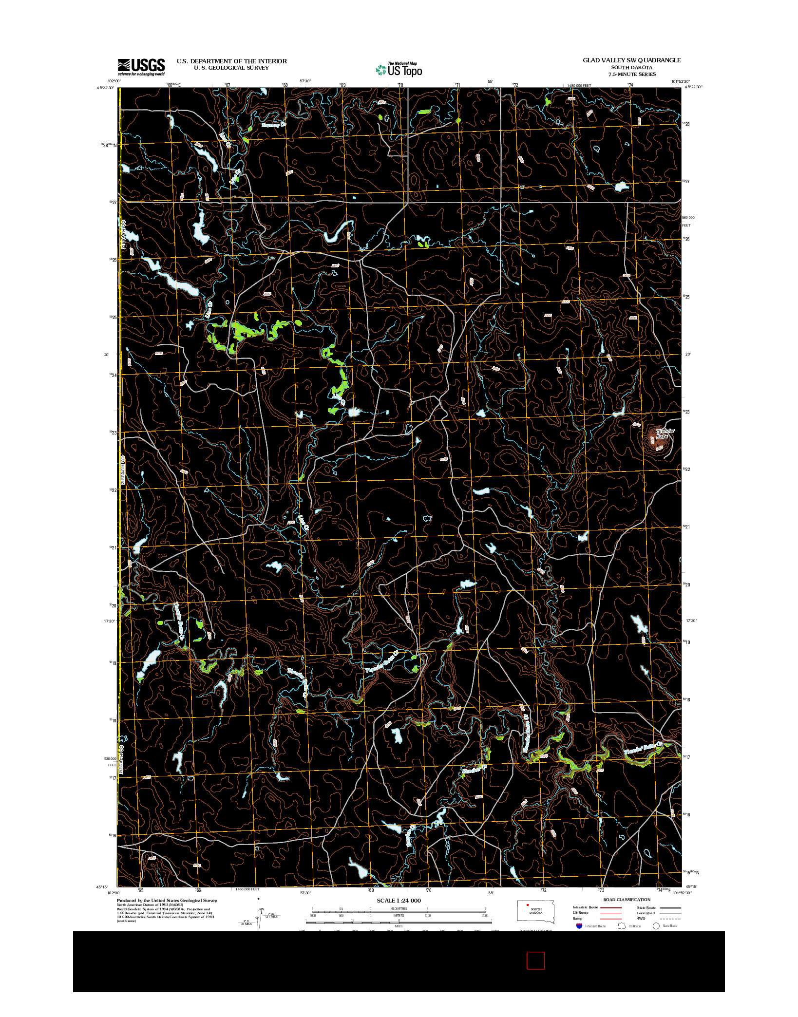 USGS US TOPO 7.5-MINUTE MAP FOR GLAD VALLEY SW, SD 2012