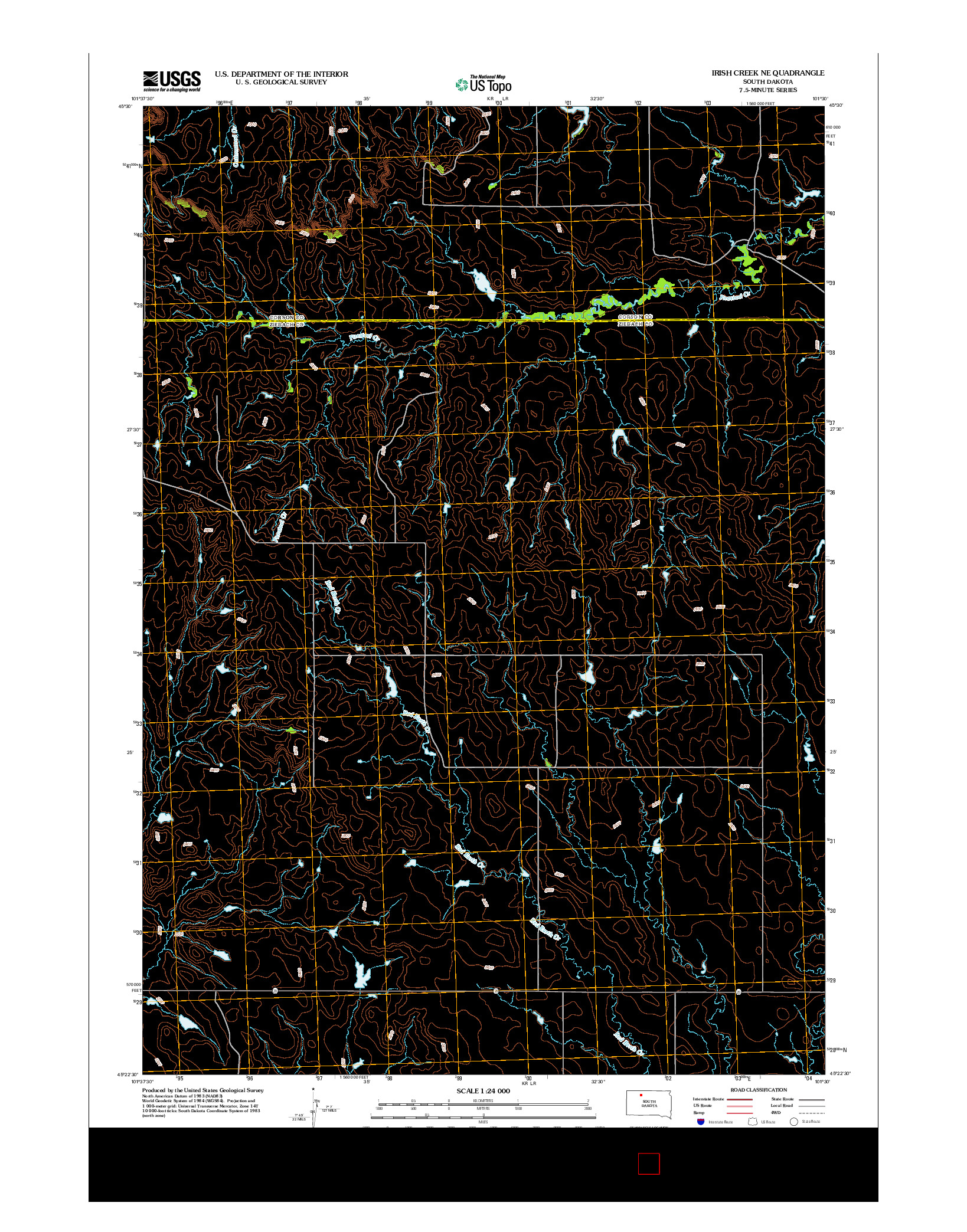 USGS US TOPO 7.5-MINUTE MAP FOR IRISH CREEK NE, SD 2012