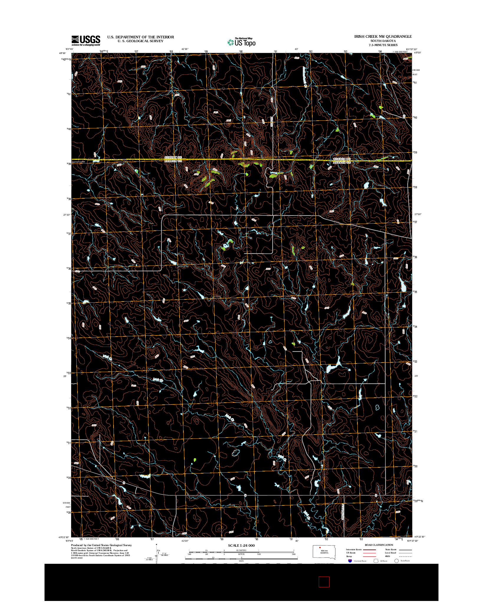 USGS US TOPO 7.5-MINUTE MAP FOR IRISH CREEK NW, SD 2012