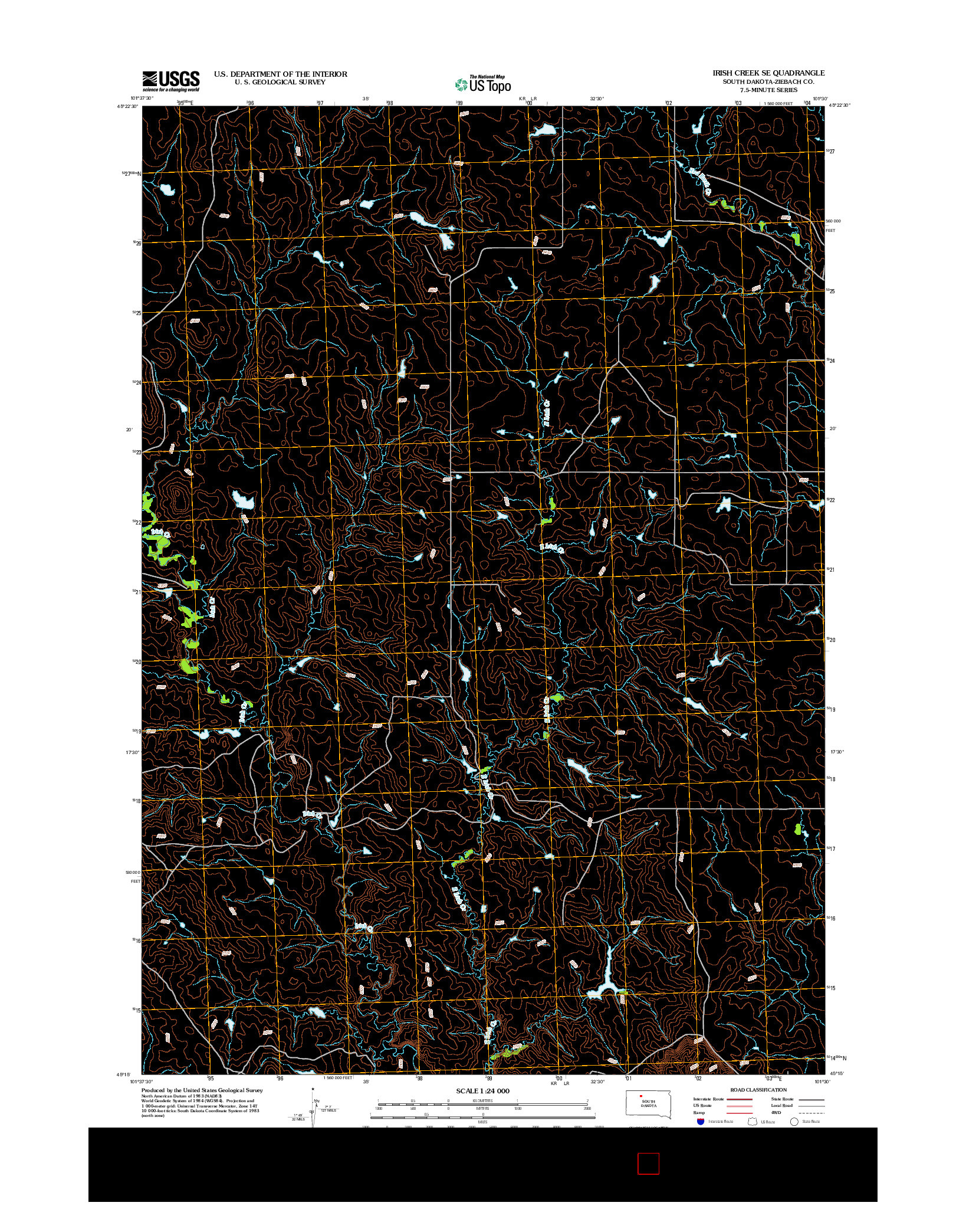 USGS US TOPO 7.5-MINUTE MAP FOR IRISH CREEK SE, SD 2012