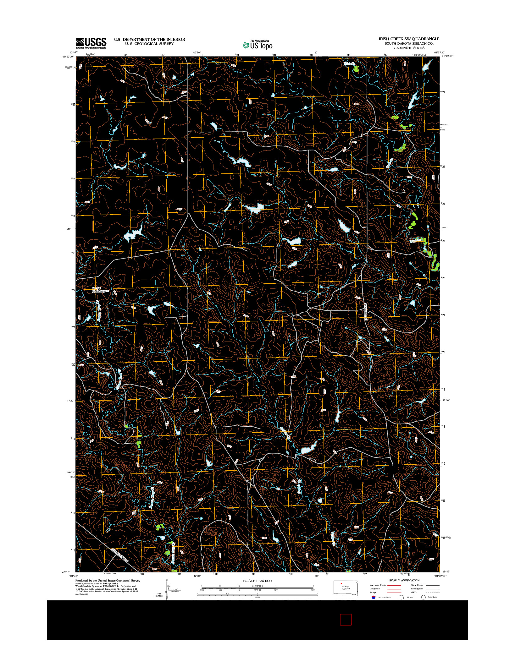 USGS US TOPO 7.5-MINUTE MAP FOR IRISH CREEK SW, SD 2012
