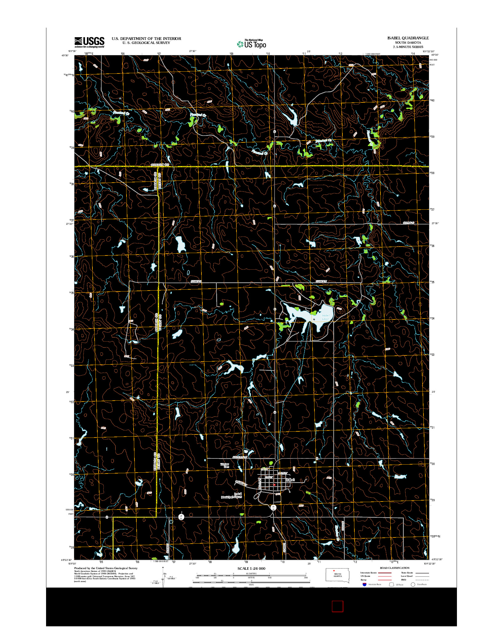 USGS US TOPO 7.5-MINUTE MAP FOR ISABEL, SD 2012