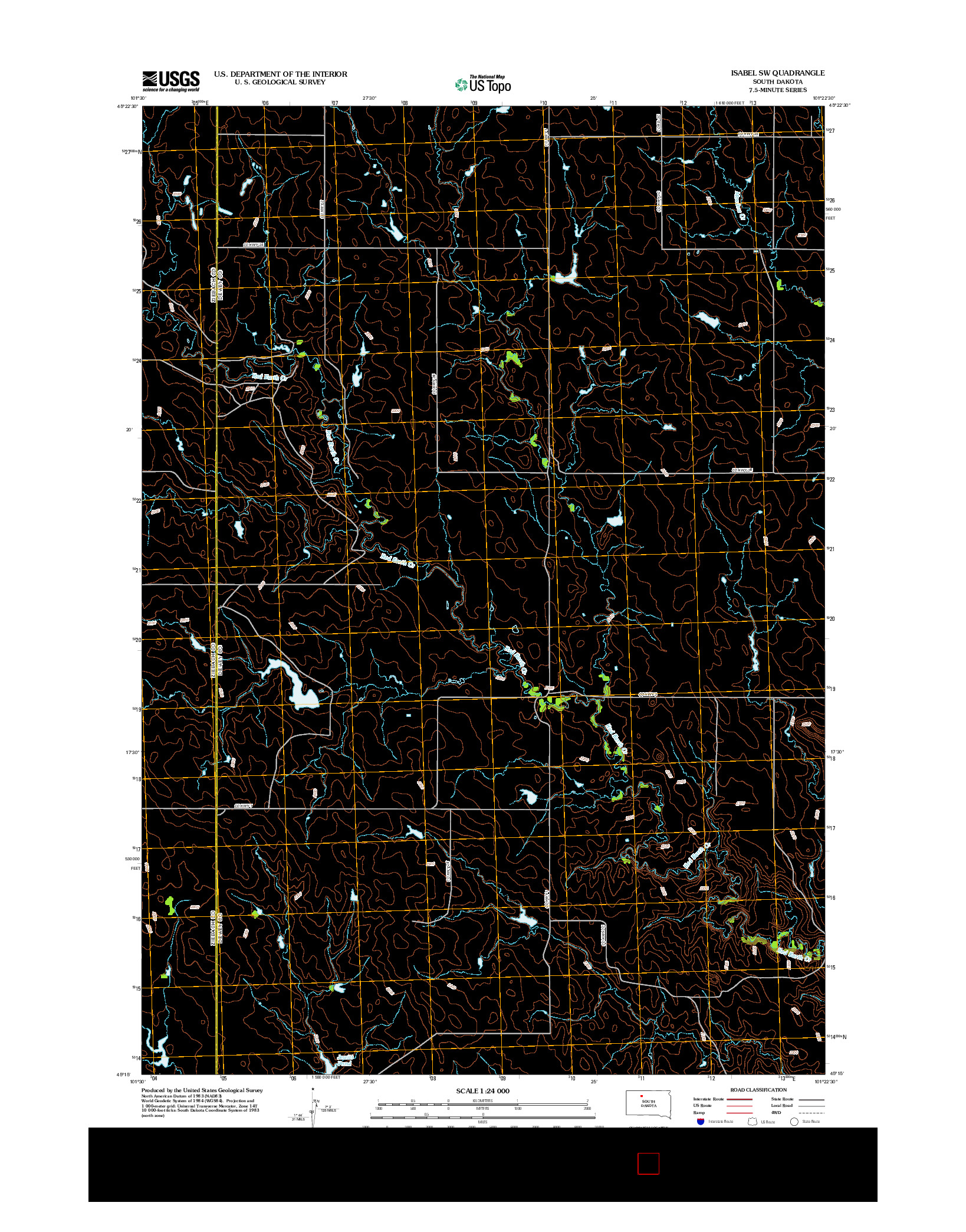 USGS US TOPO 7.5-MINUTE MAP FOR ISABEL SW, SD 2012