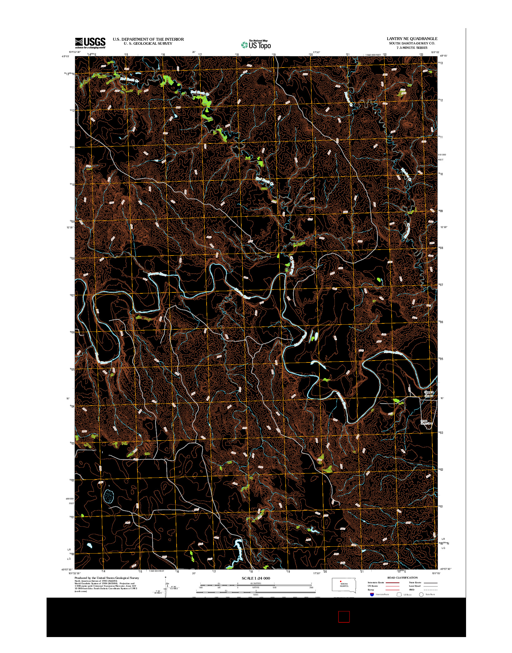 USGS US TOPO 7.5-MINUTE MAP FOR LANTRY NE, SD 2012