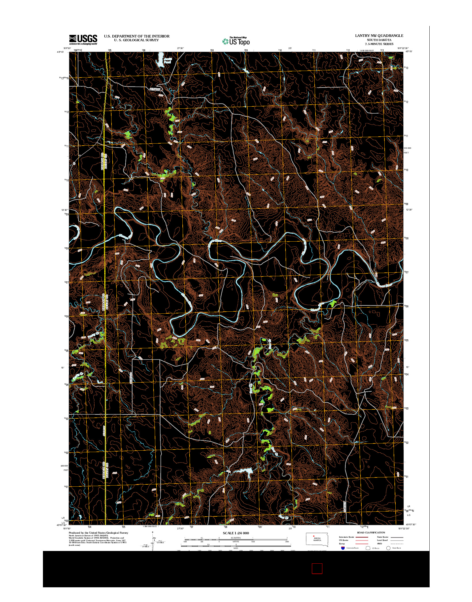 USGS US TOPO 7.5-MINUTE MAP FOR LANTRY NW, SD 2012
