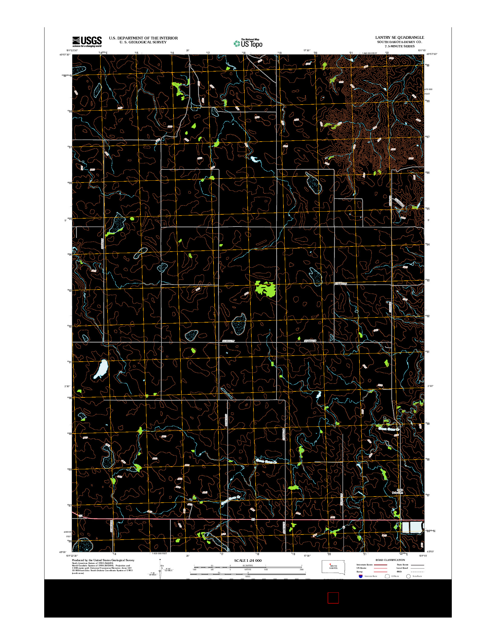 USGS US TOPO 7.5-MINUTE MAP FOR LANTRY SE, SD 2012