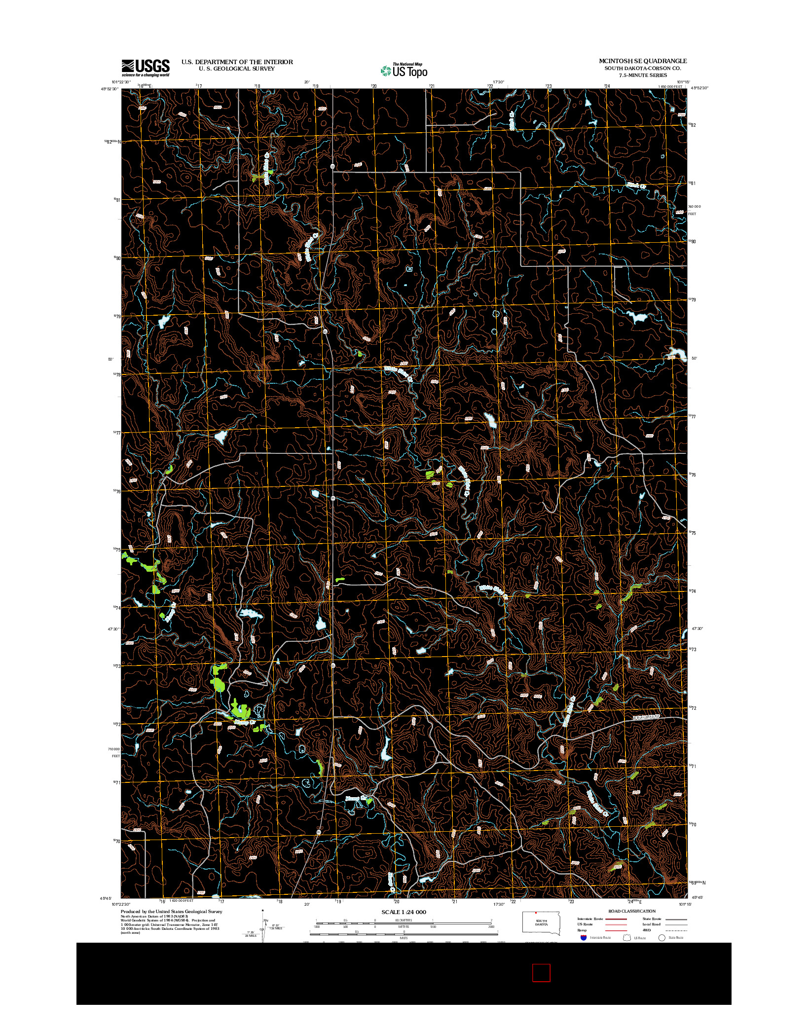 USGS US TOPO 7.5-MINUTE MAP FOR MCINTOSH SE, SD 2012