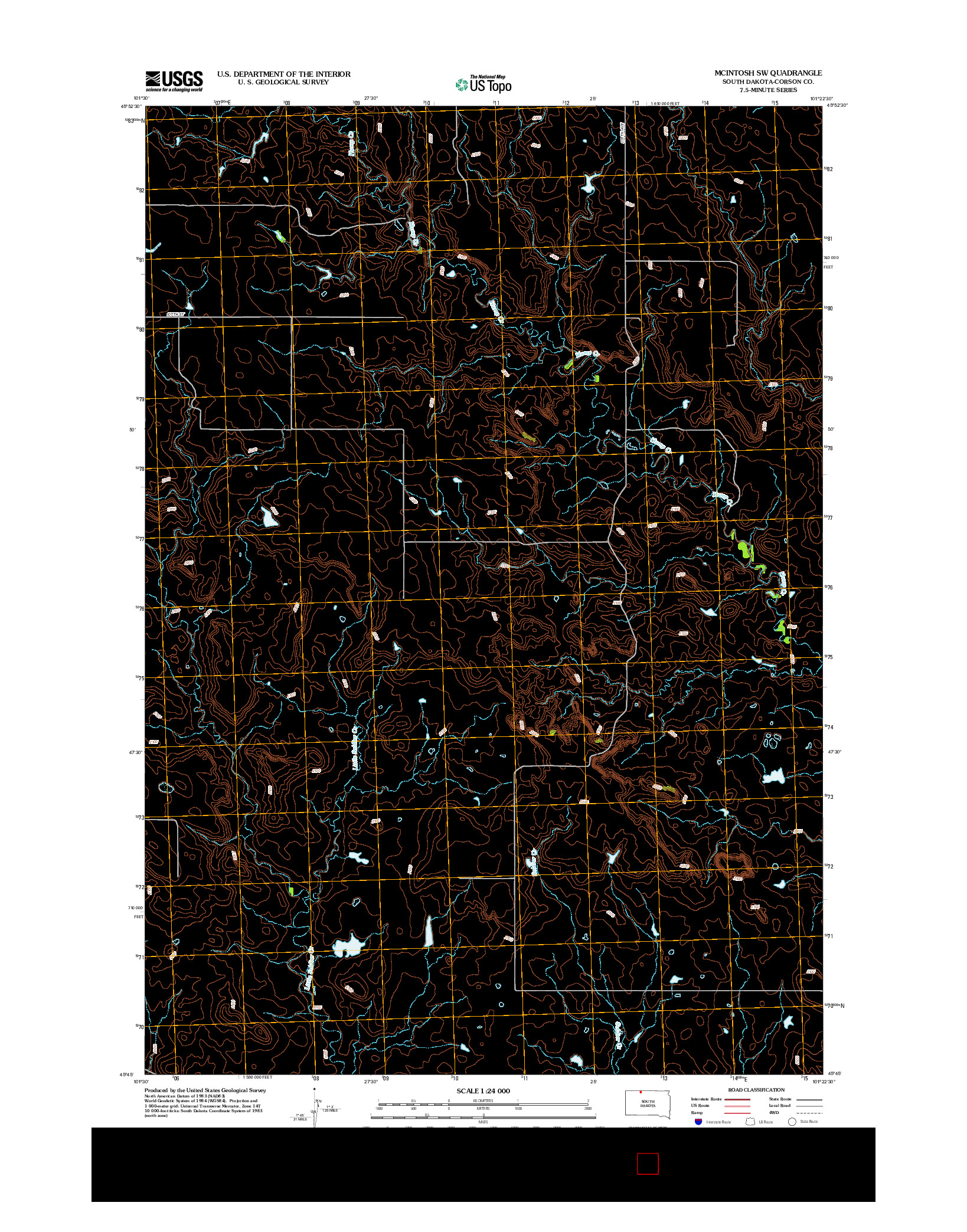 USGS US TOPO 7.5-MINUTE MAP FOR MCINTOSH SW, SD 2012