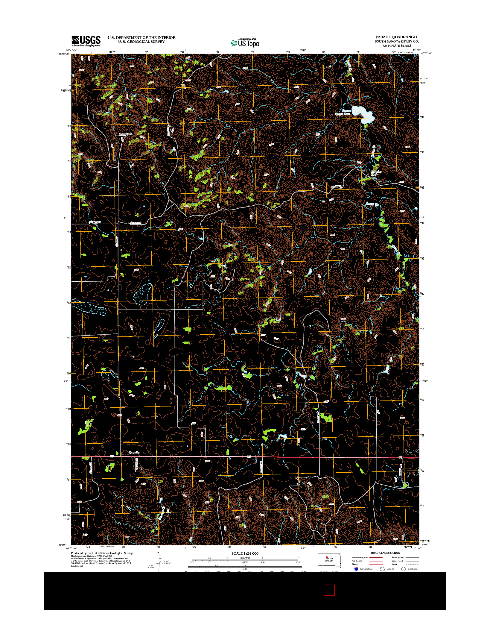 USGS US TOPO 7.5-MINUTE MAP FOR PARADE, SD 2012