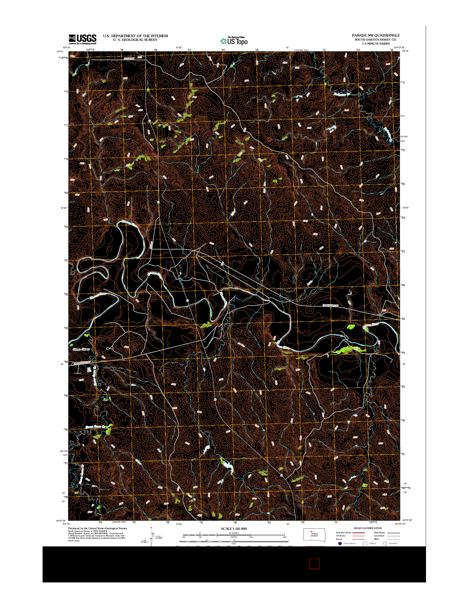 USGS US TOPO 7.5-MINUTE MAP FOR PARADE NW, SD 2012