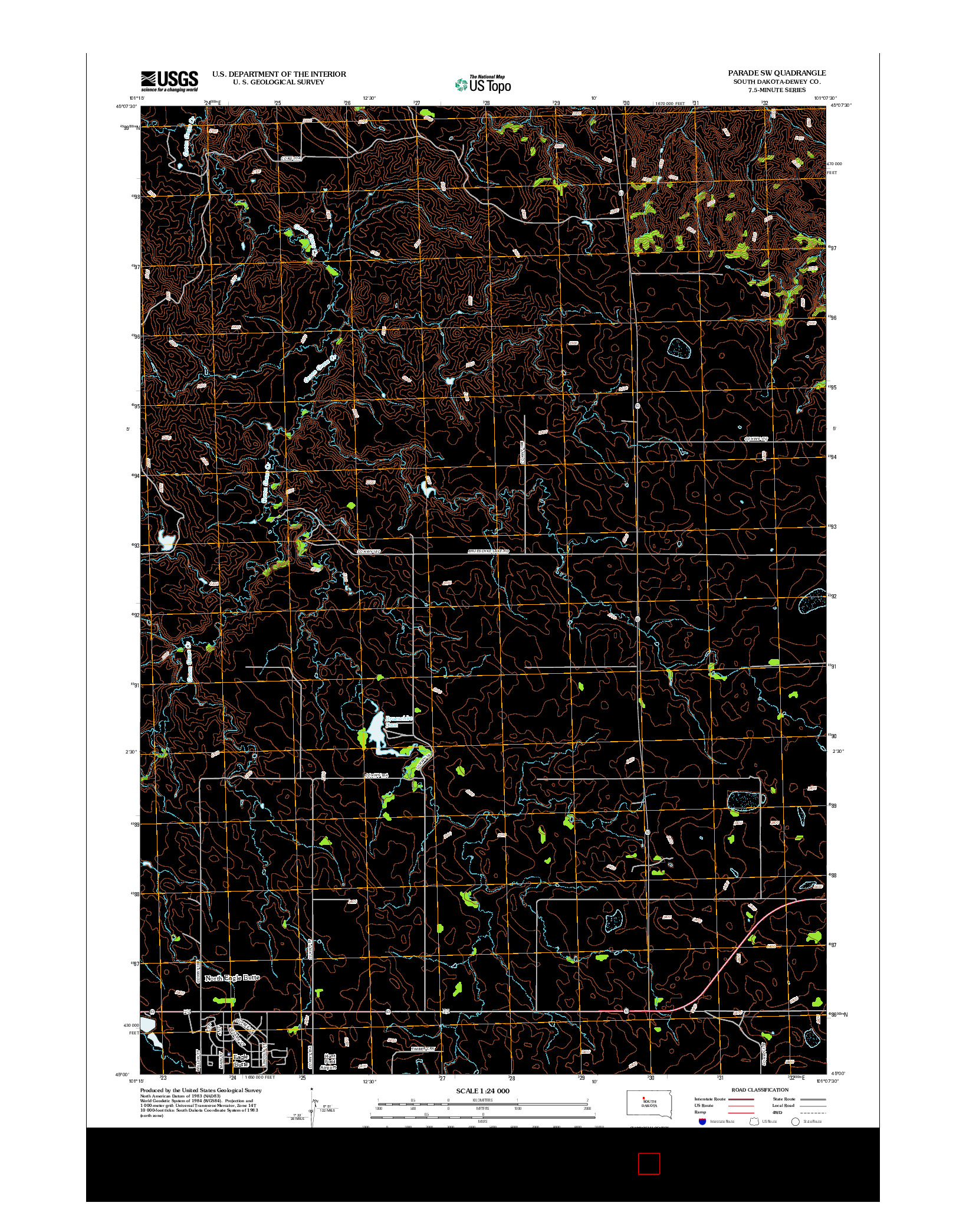 USGS US TOPO 7.5-MINUTE MAP FOR PARADE SW, SD 2012