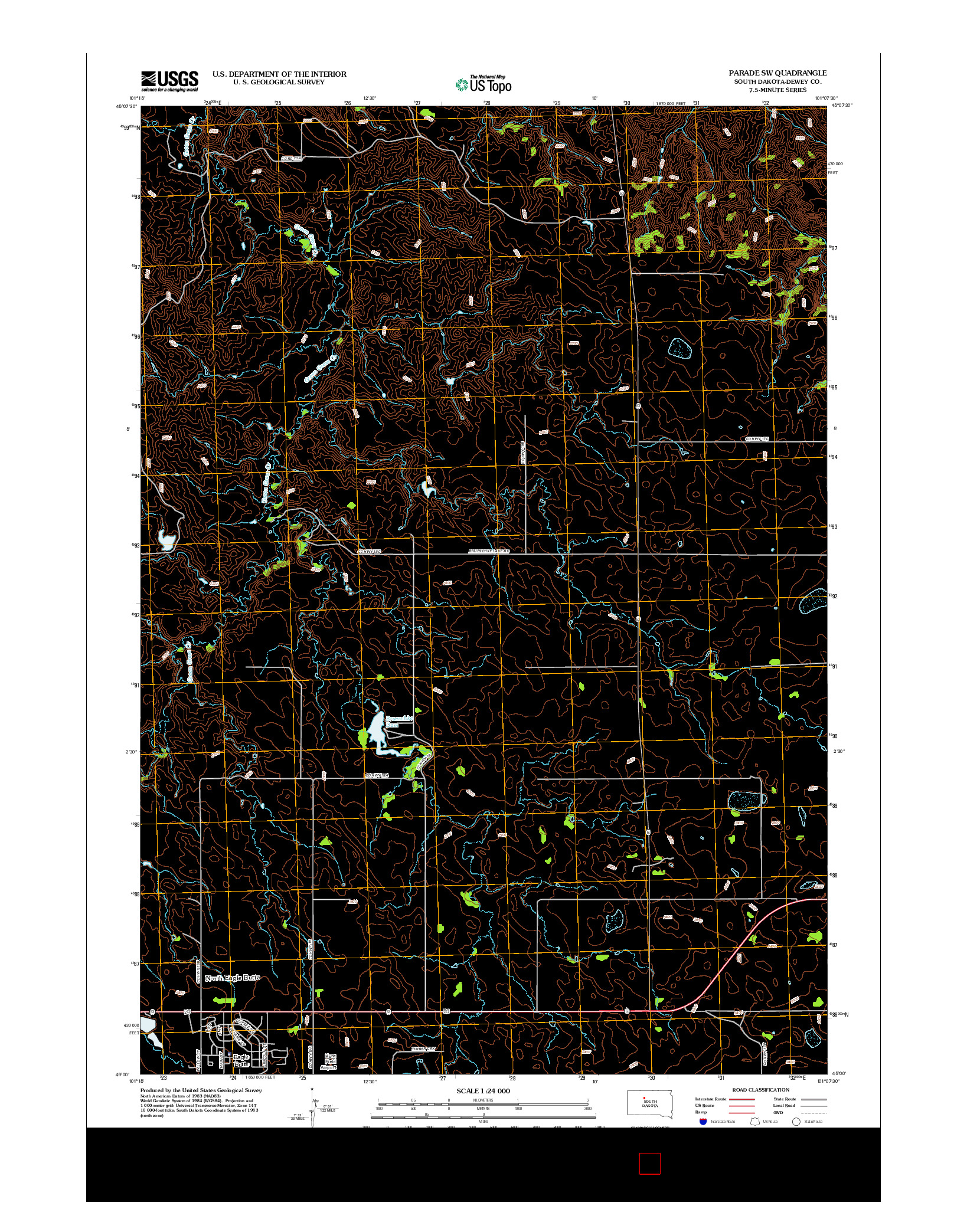 USGS US TOPO 7.5-MINUTE MAP FOR PARADE SW, SD 2012