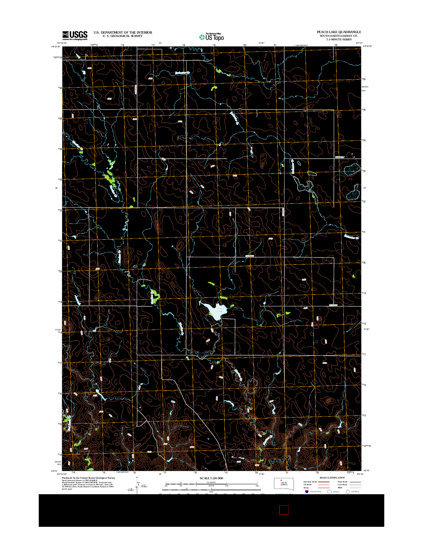 USGS US TOPO 7.5-MINUTE MAP FOR PEACH LAKE, SD 2012