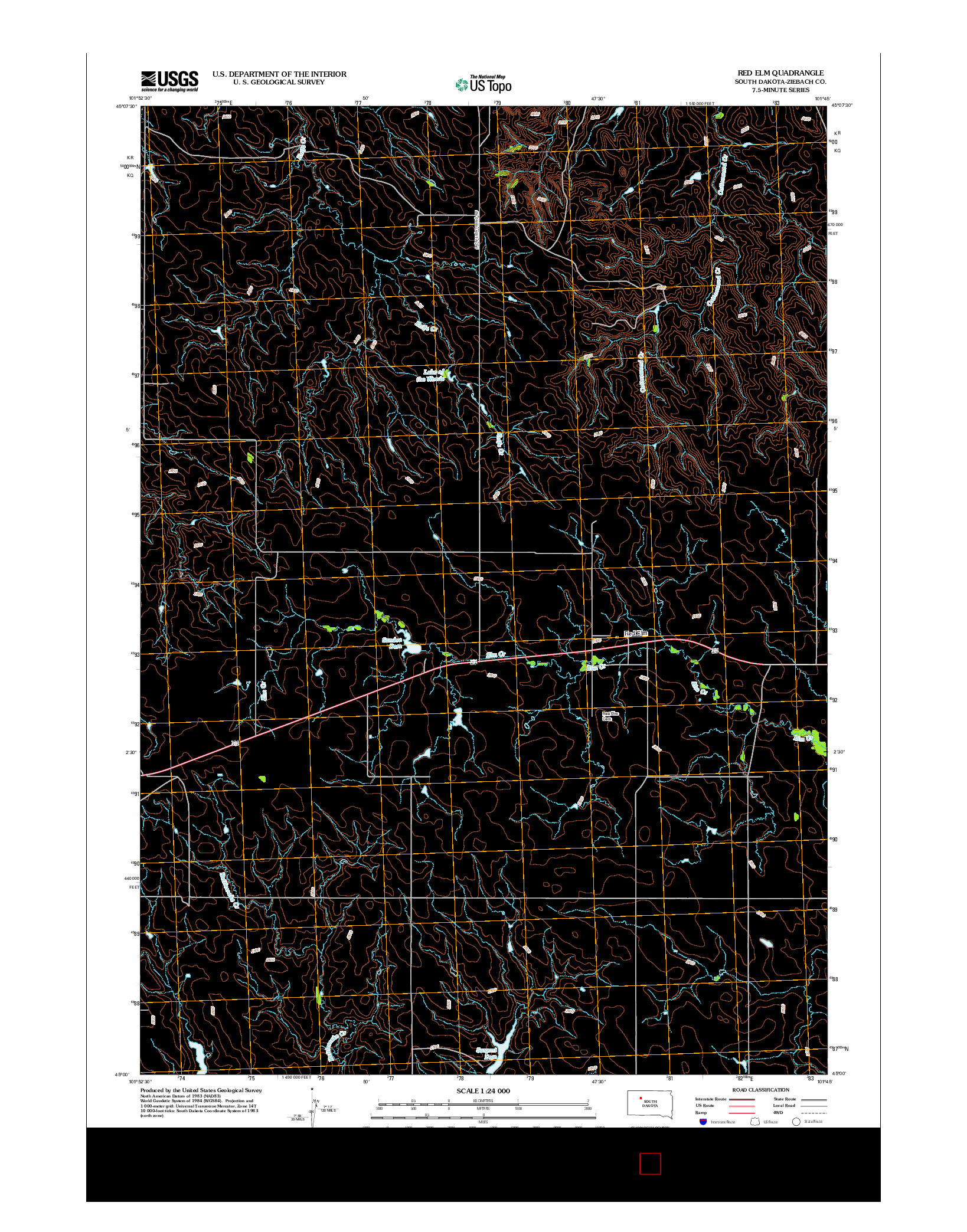 USGS US TOPO 7.5-MINUTE MAP FOR RED ELM, SD 2012