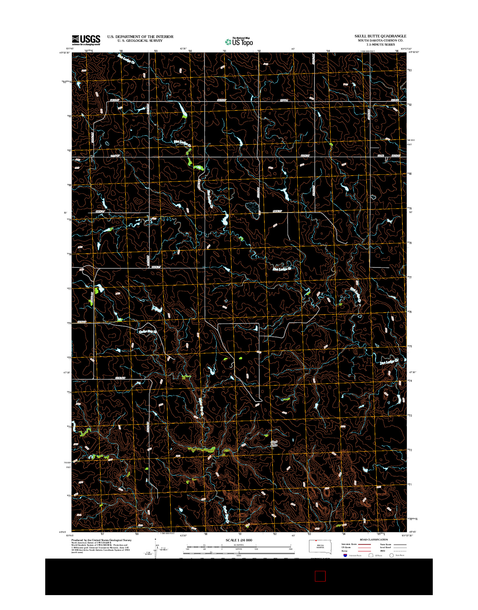 USGS US TOPO 7.5-MINUTE MAP FOR SKULL BUTTE, SD 2012