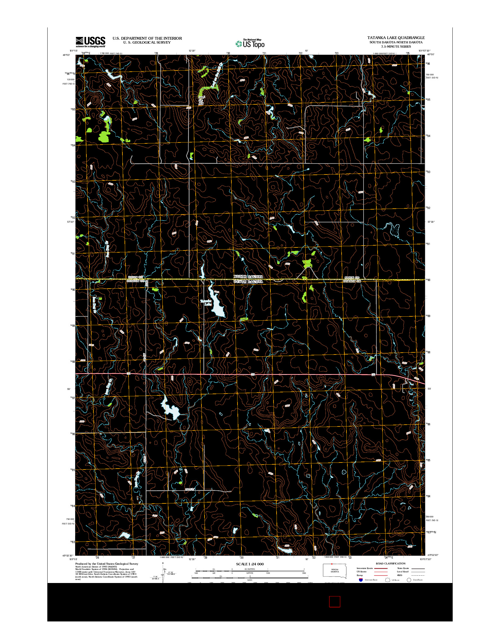 USGS US TOPO 7.5-MINUTE MAP FOR TATANKA LAKE, SD-ND 2012
