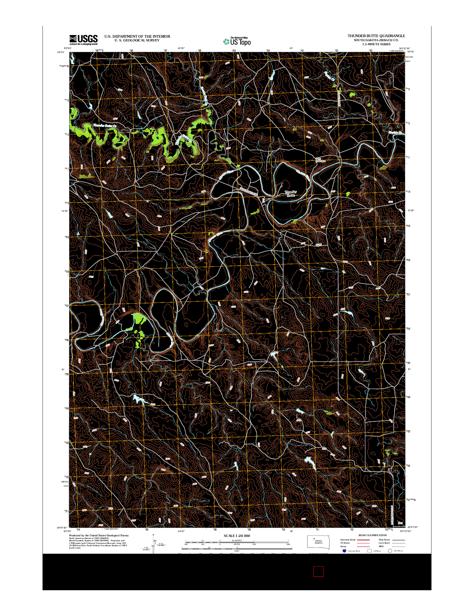 USGS US TOPO 7.5-MINUTE MAP FOR THUNDER BUTTE, SD 2012