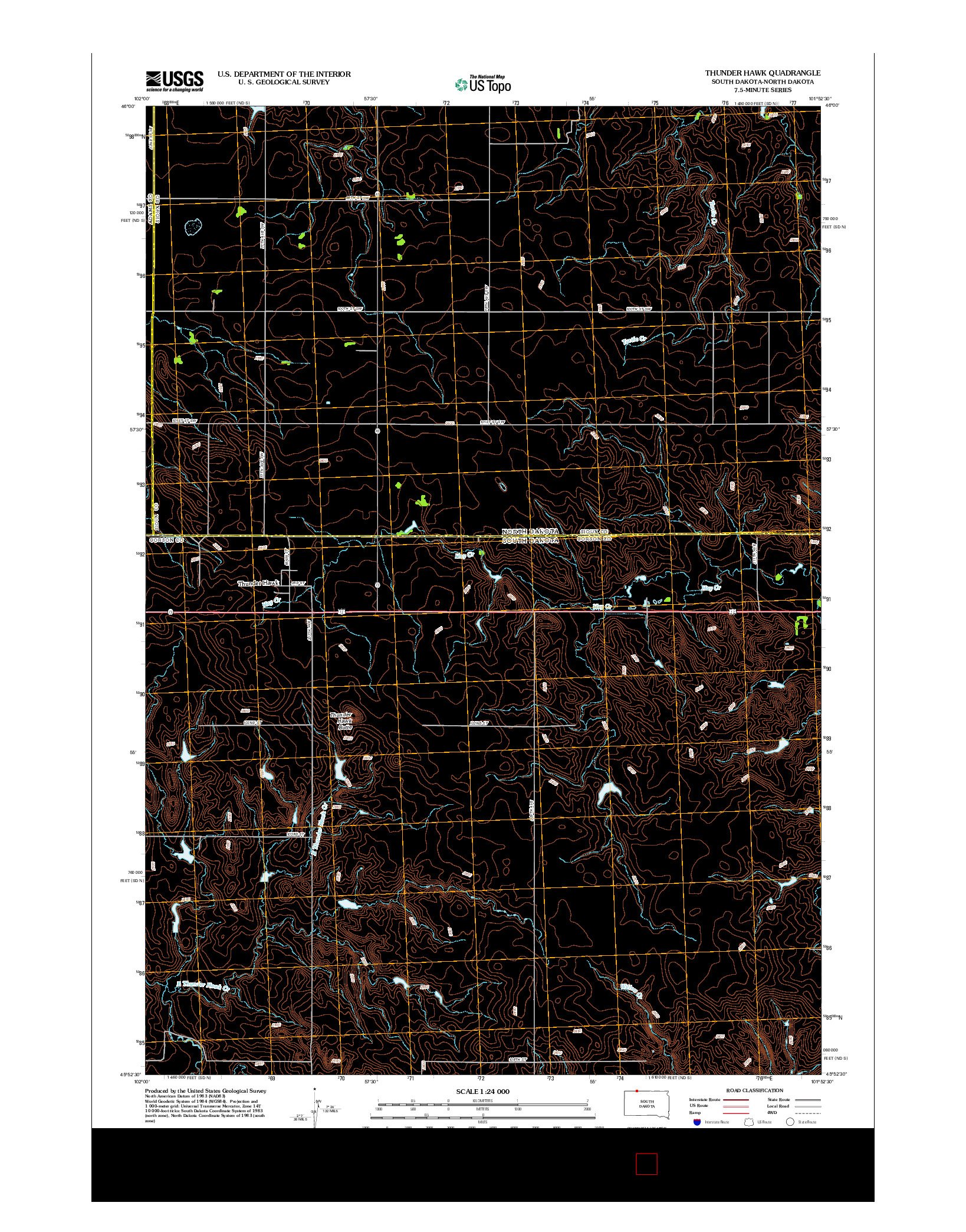 USGS US TOPO 7.5-MINUTE MAP FOR THUNDER HAWK, SD-ND 2012