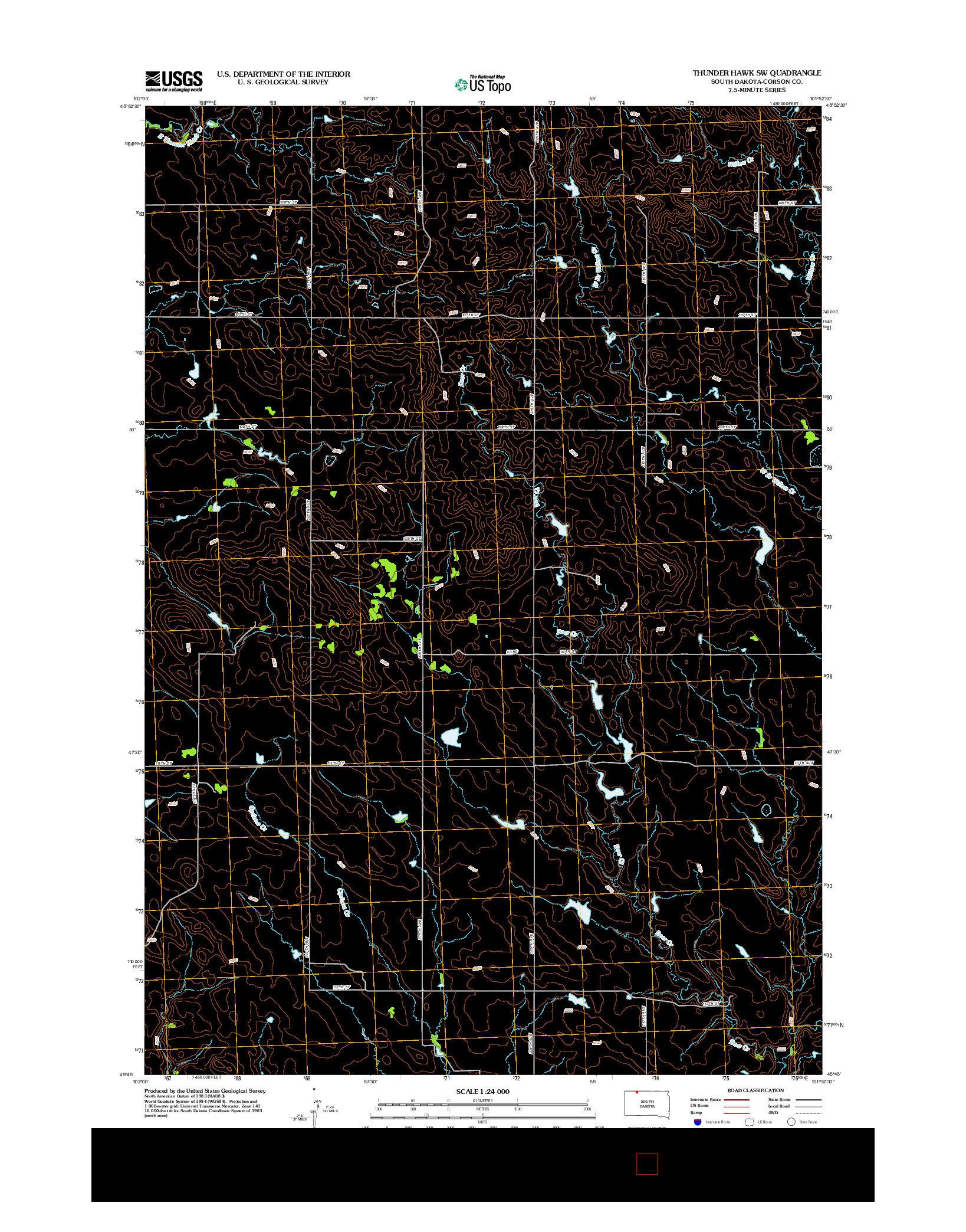 USGS US TOPO 7.5-MINUTE MAP FOR THUNDER HAWK SW, SD 2012