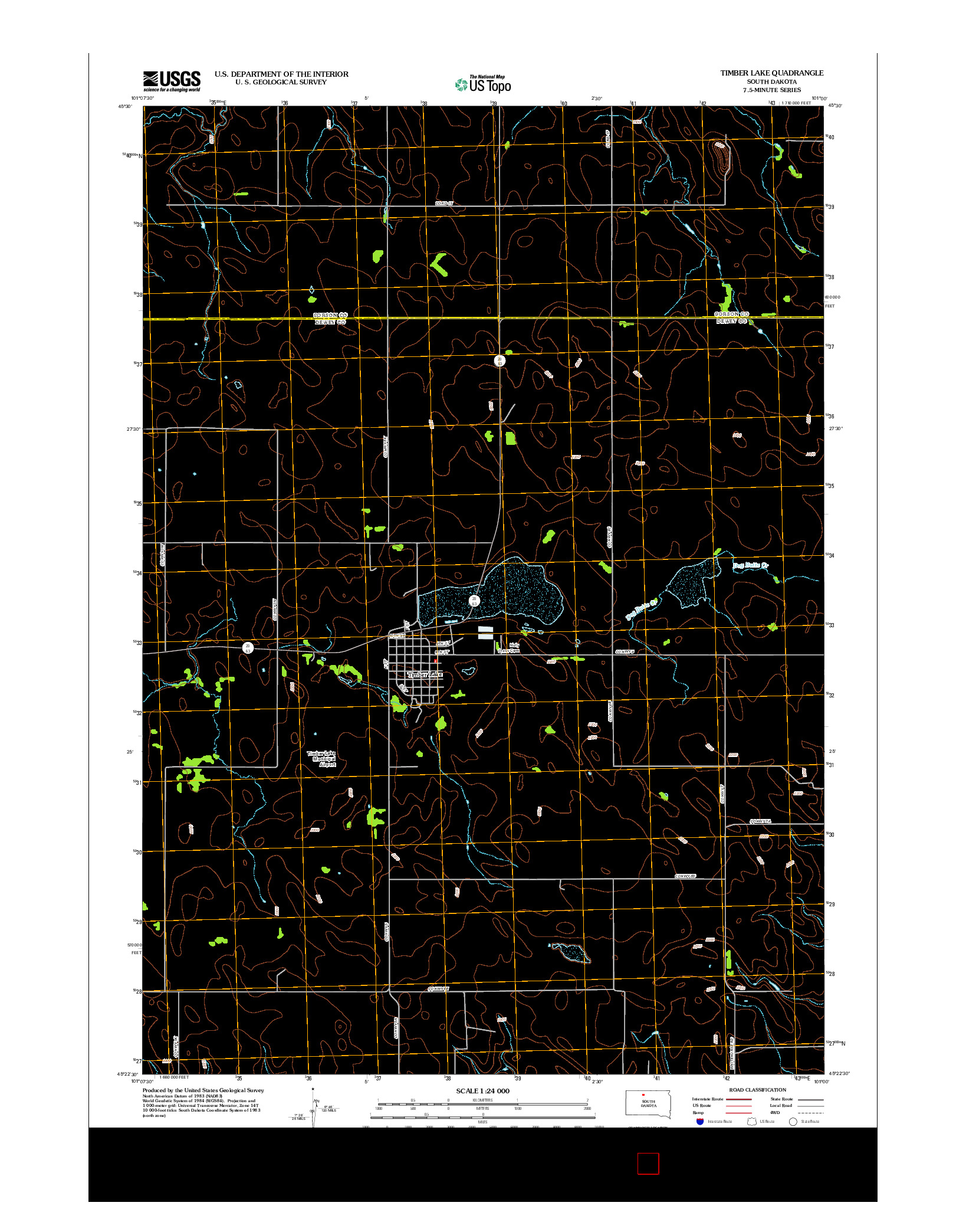 USGS US TOPO 7.5-MINUTE MAP FOR TIMBER LAKE, SD 2012