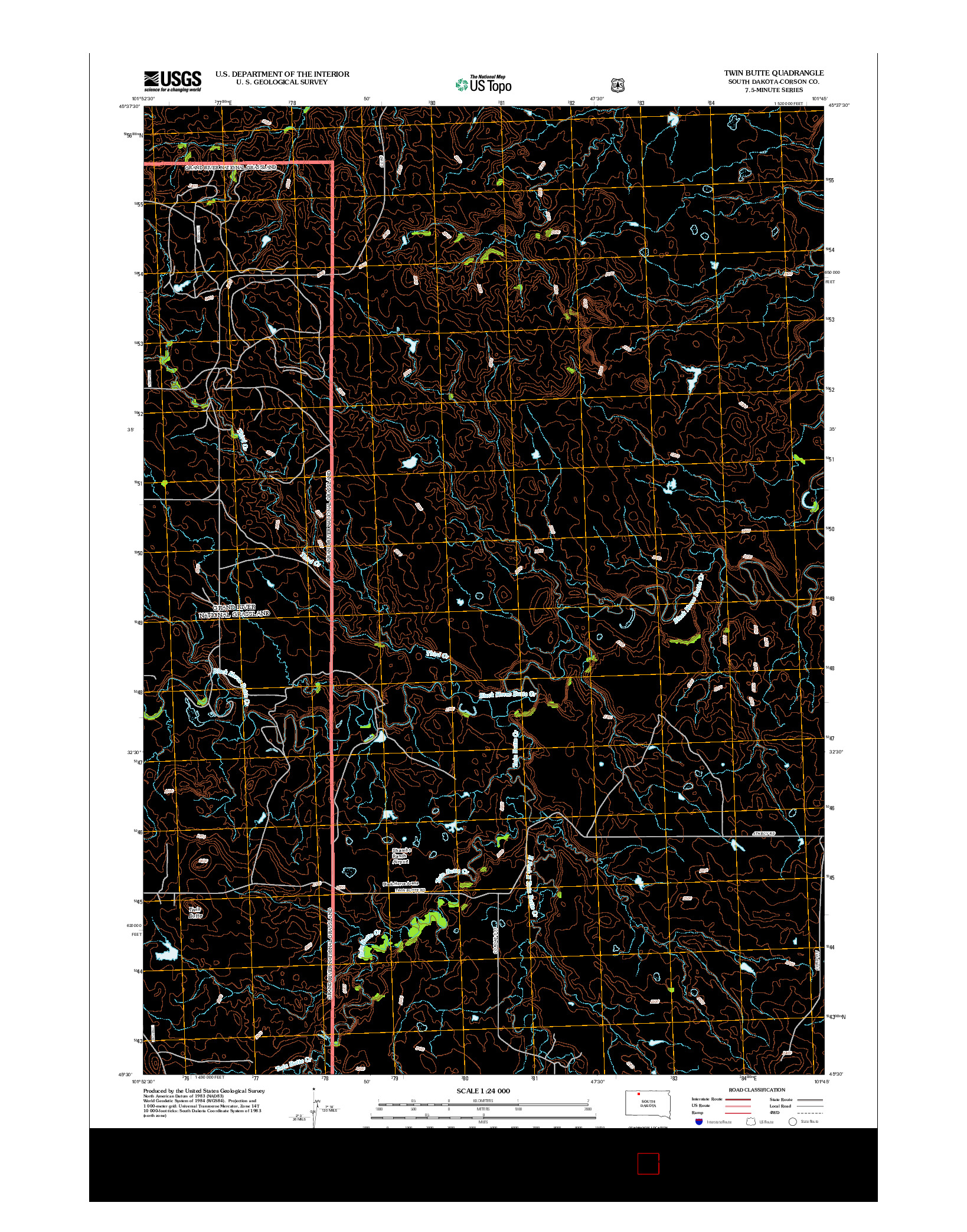 USGS US TOPO 7.5-MINUTE MAP FOR TWIN BUTTE, SD 2012