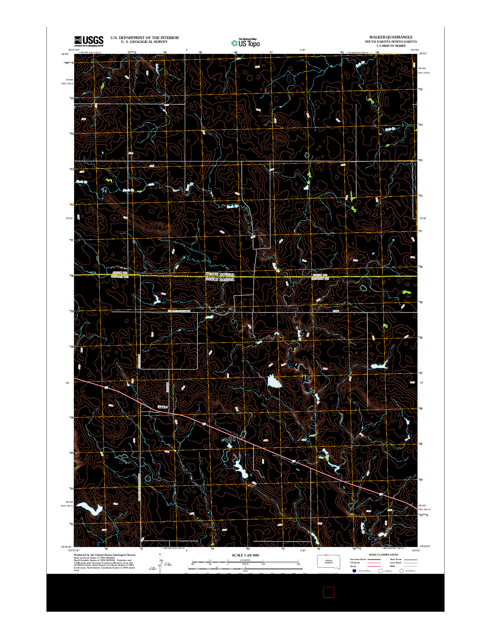 USGS US TOPO 7.5-MINUTE MAP FOR WALKER, SD-ND 2012
