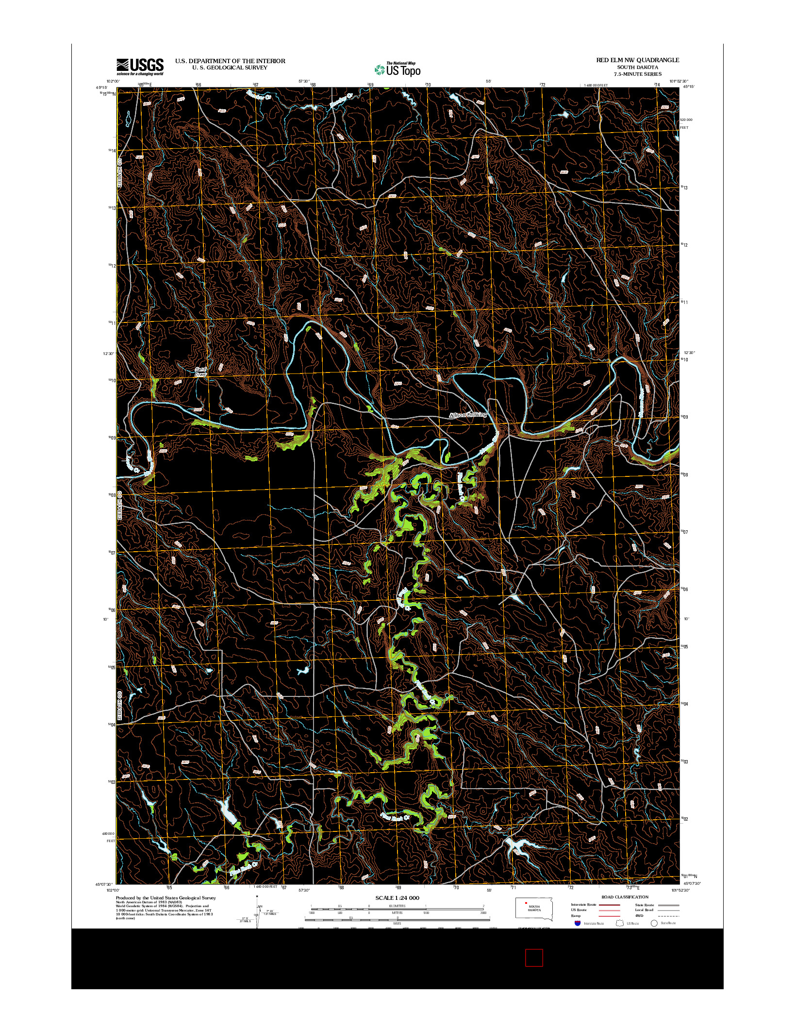 USGS US TOPO 7.5-MINUTE MAP FOR RED ELM NW, SD 2012