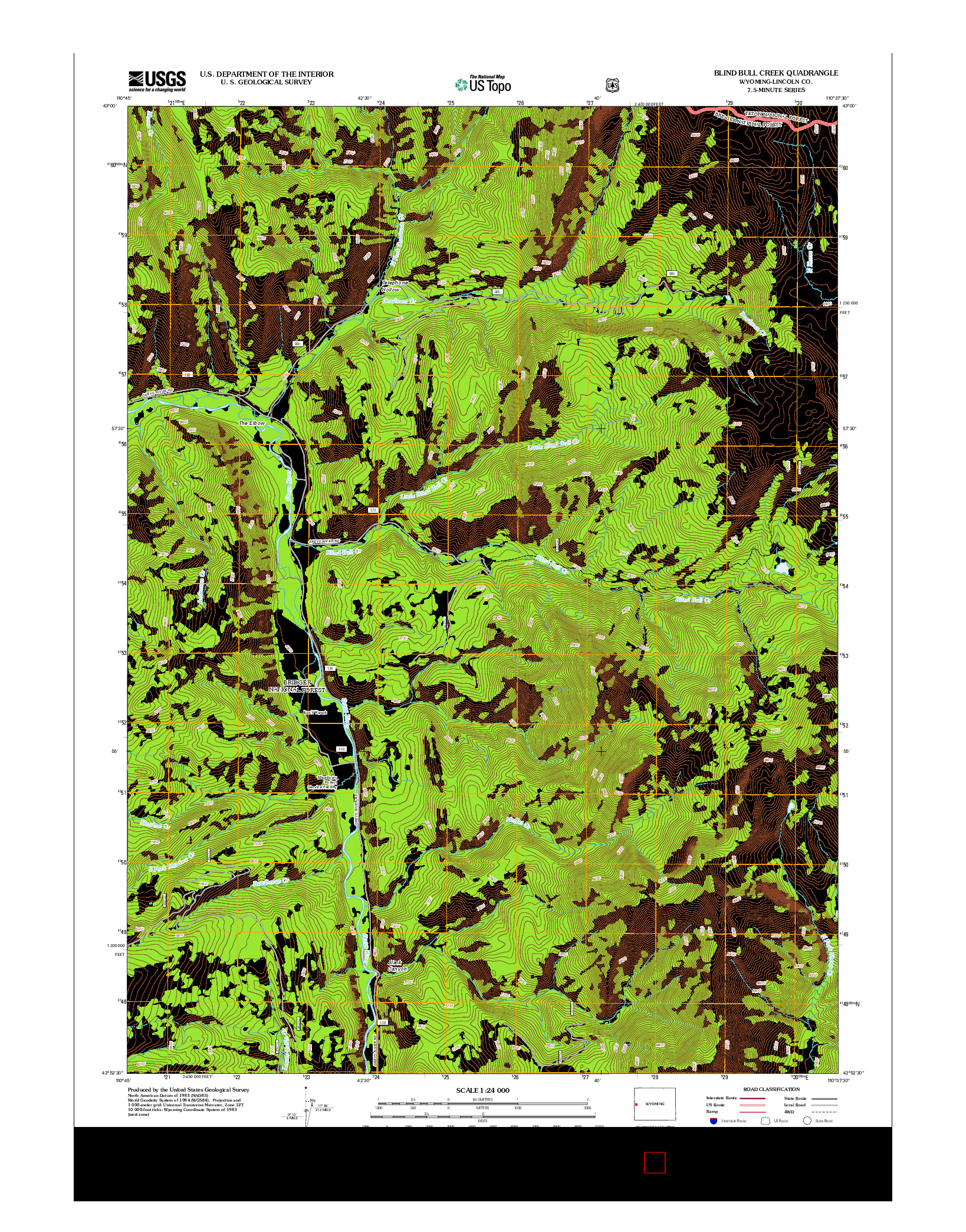 USGS US TOPO 7.5-MINUTE MAP FOR BLIND BULL CREEK, WY 2012