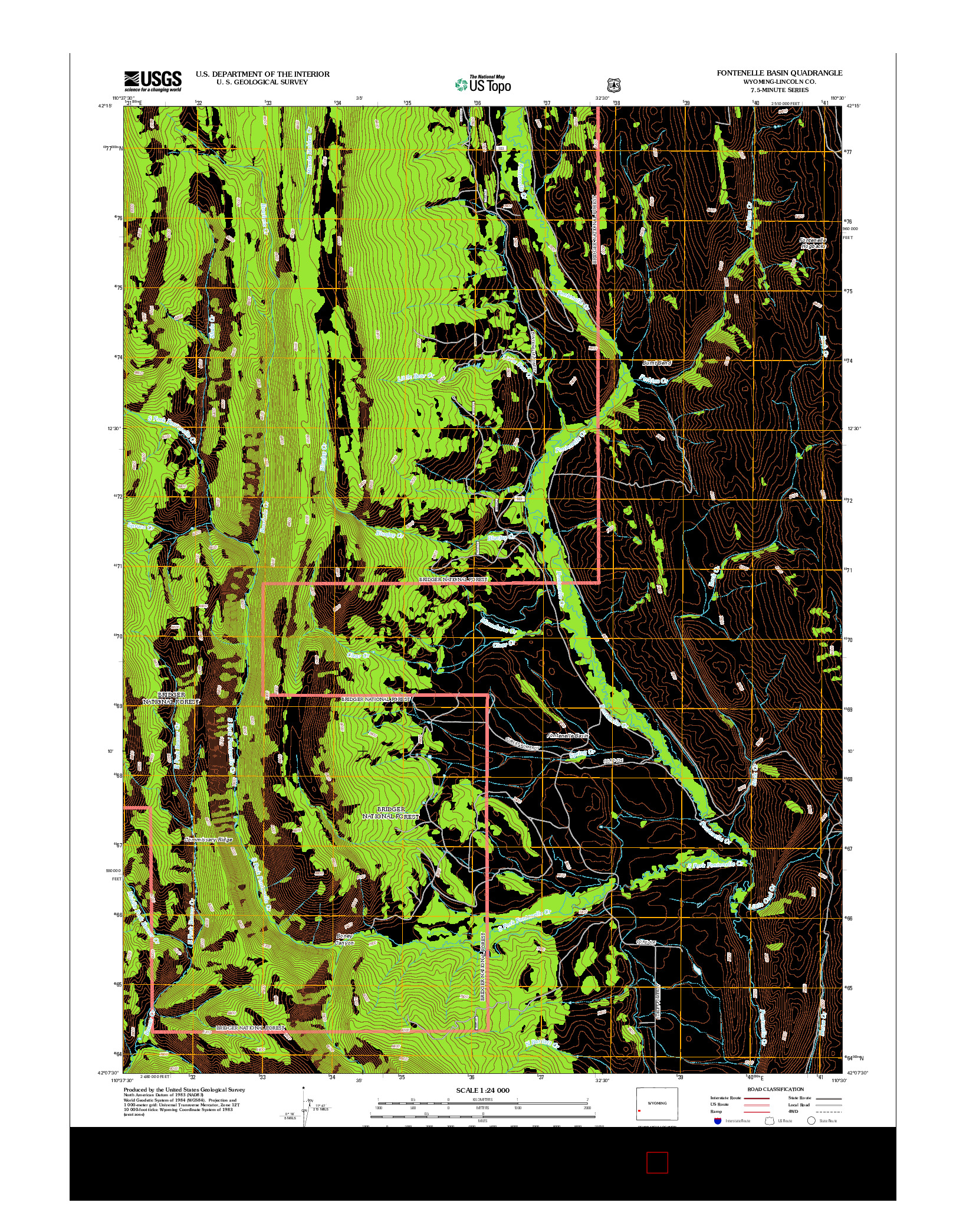 USGS US TOPO 7.5-MINUTE MAP FOR FONTENELLE BASIN, WY 2012
