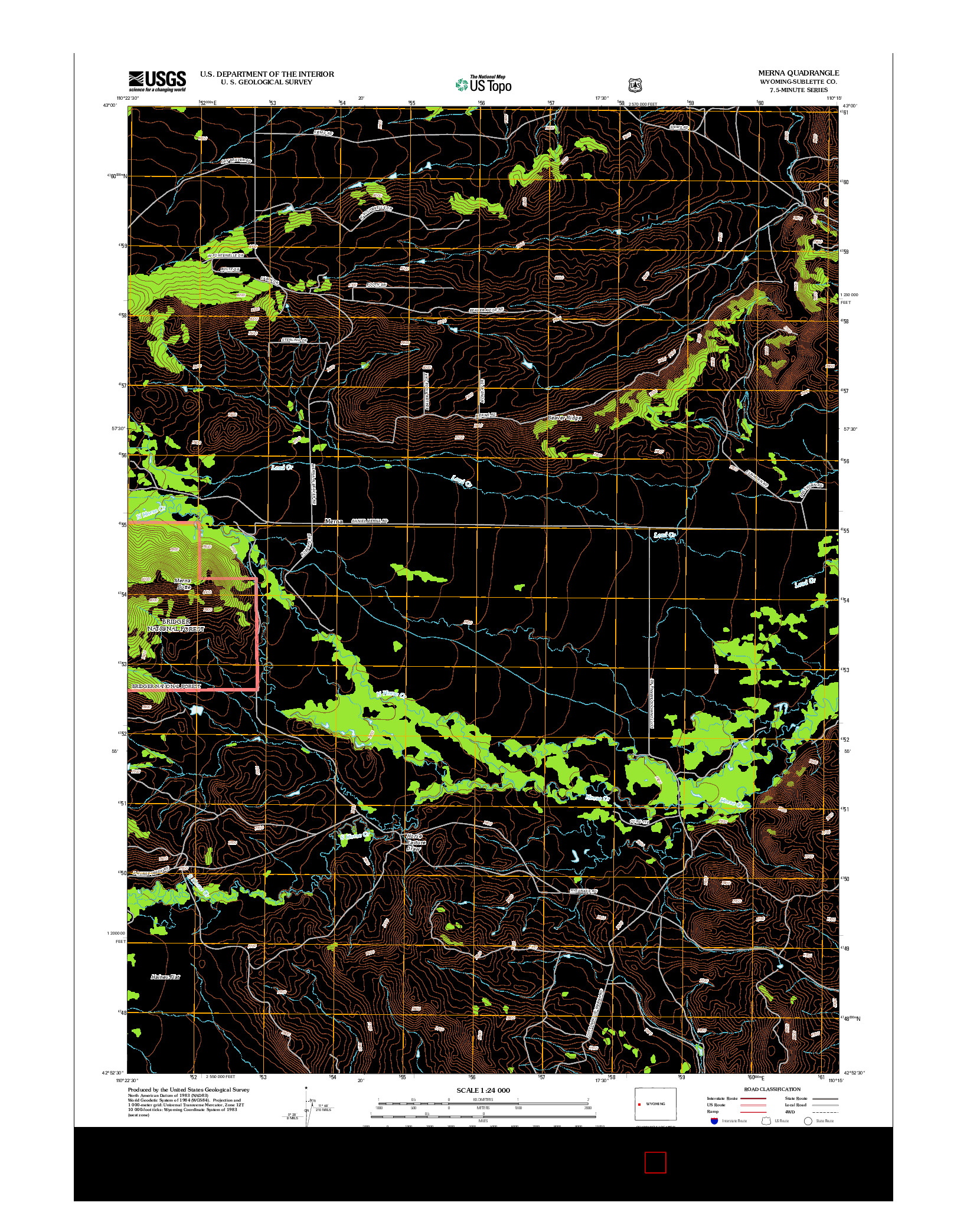 USGS US TOPO 7.5-MINUTE MAP FOR MERNA, WY 2012
