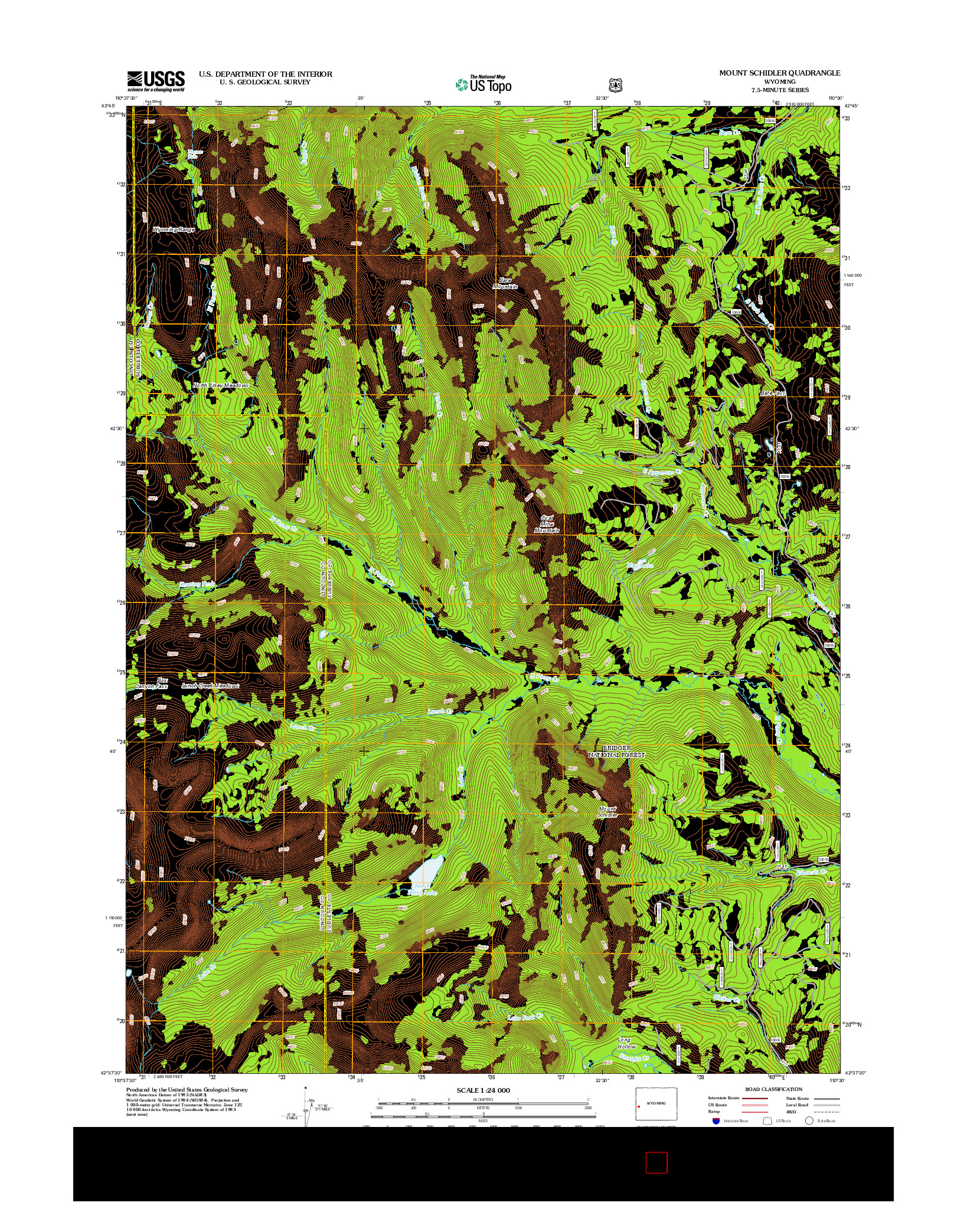 USGS US TOPO 7.5-MINUTE MAP FOR MOUNT SCHIDLER, WY 2012