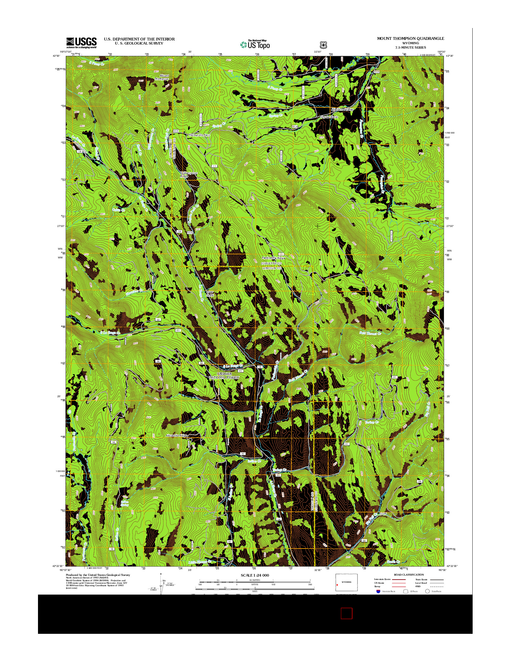 USGS US TOPO 7.5-MINUTE MAP FOR MOUNT THOMPSON, WY 2012