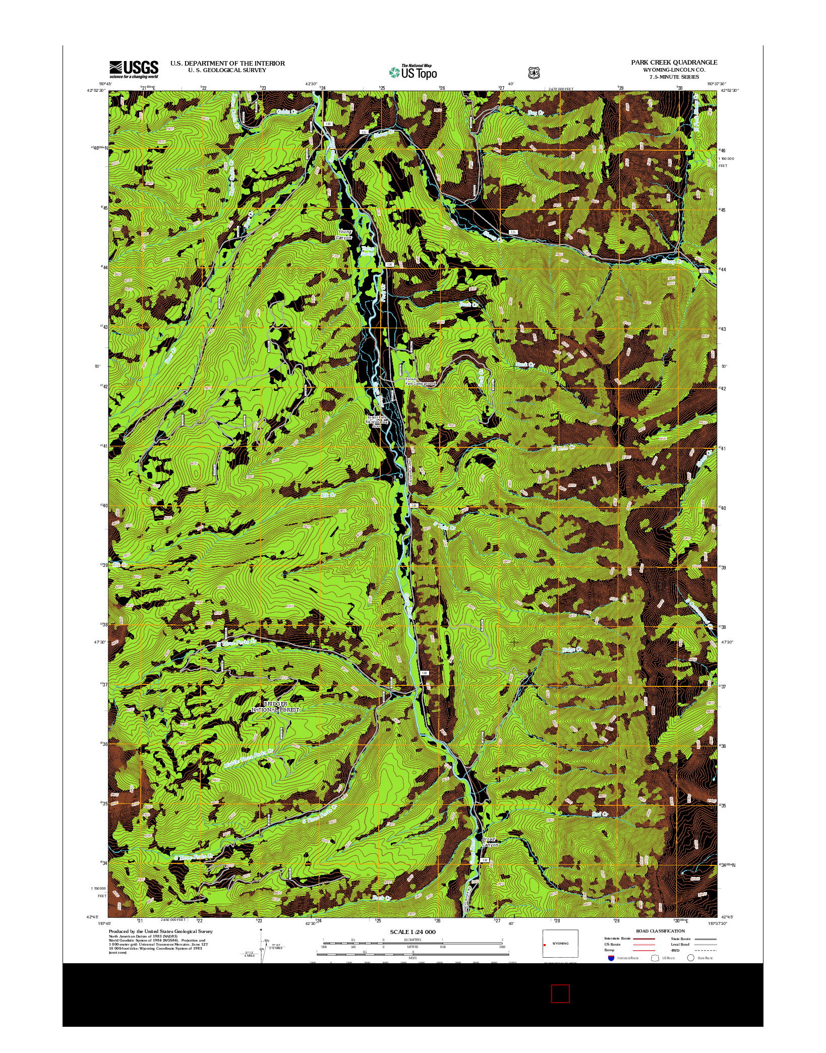 USGS US TOPO 7.5-MINUTE MAP FOR PARK CREEK, WY 2012