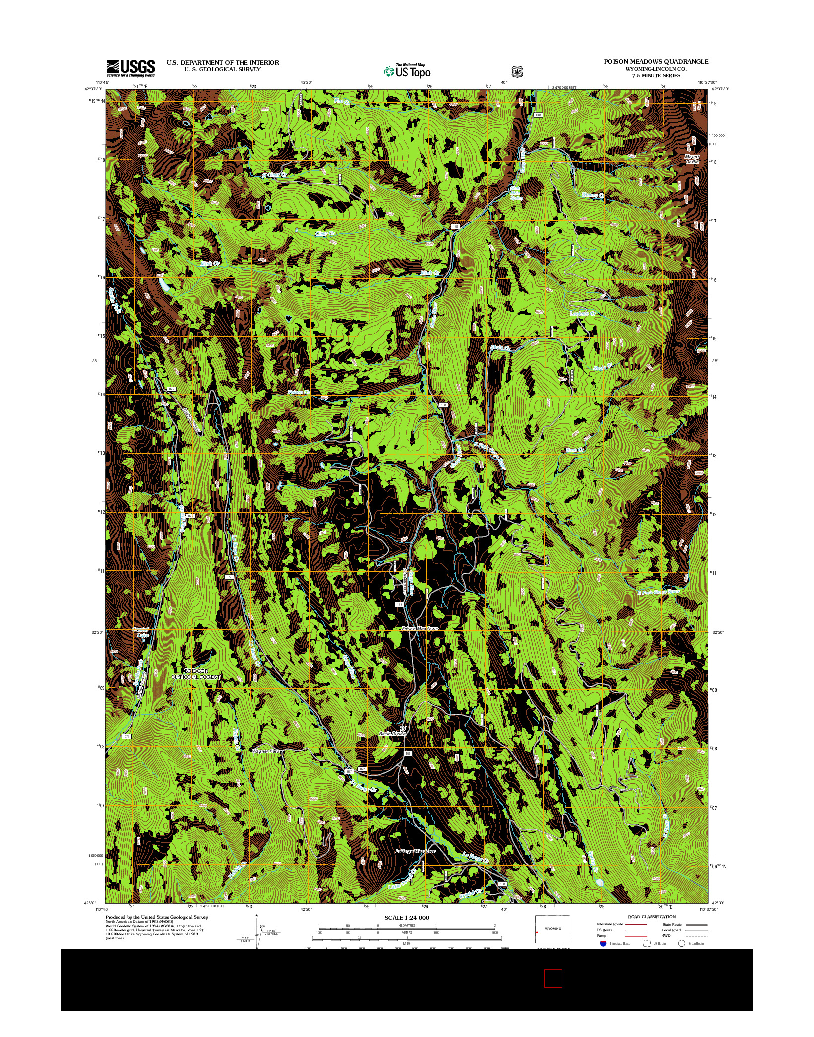 USGS US TOPO 7.5-MINUTE MAP FOR POISON MEADOWS, WY 2012