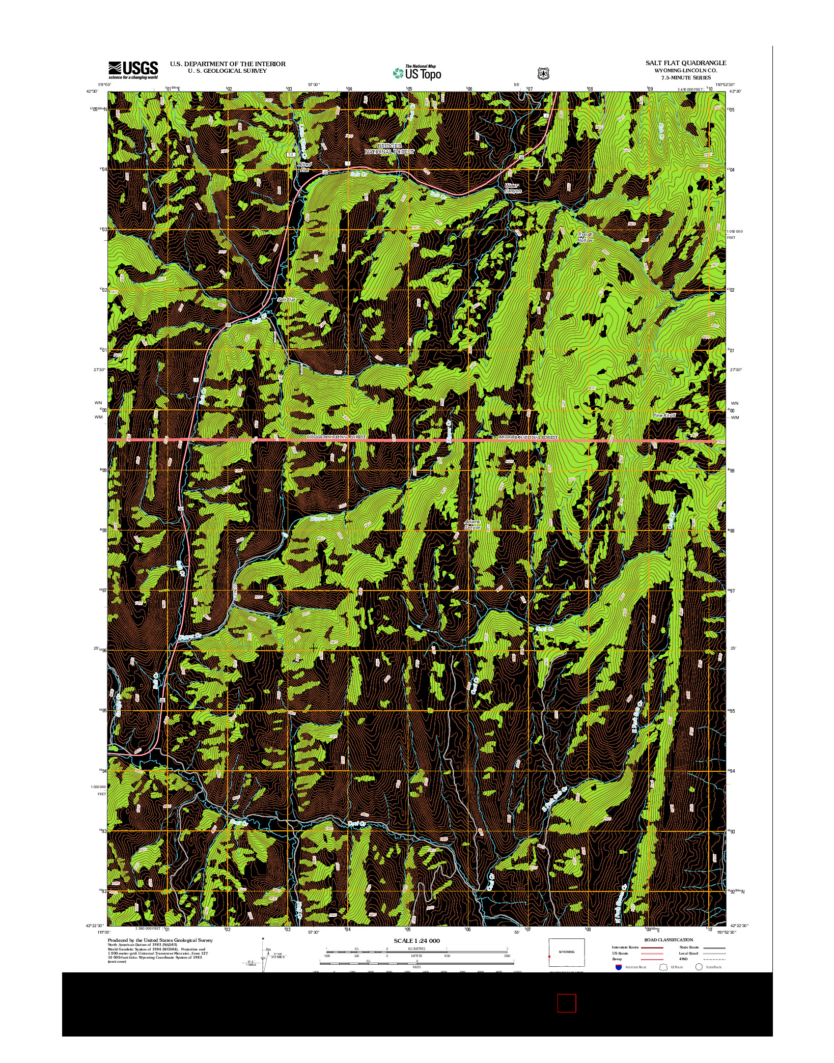 USGS US TOPO 7.5-MINUTE MAP FOR SALT FLAT, WY 2012