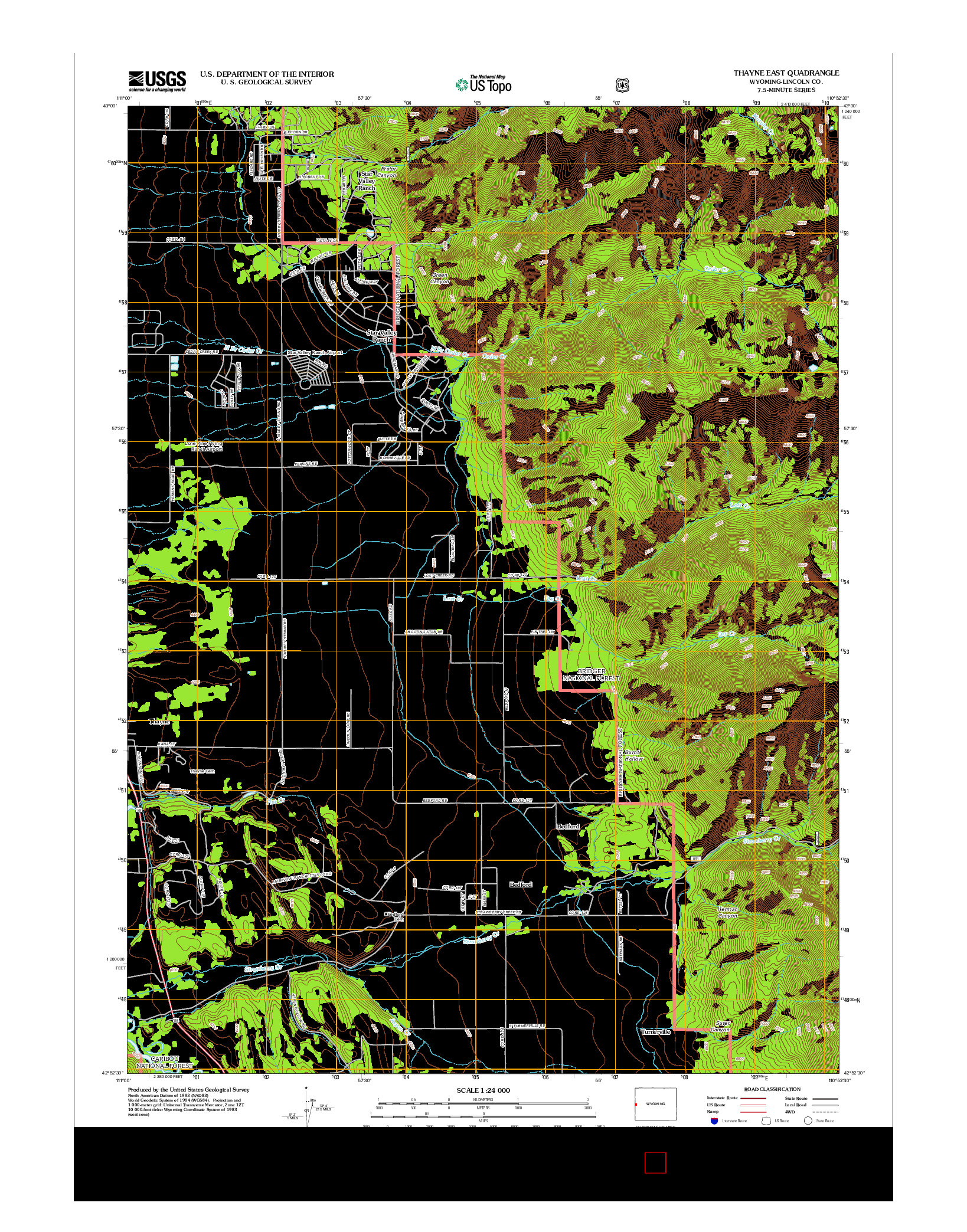 USGS US TOPO 7.5-MINUTE MAP FOR THAYNE EAST, WY 2012