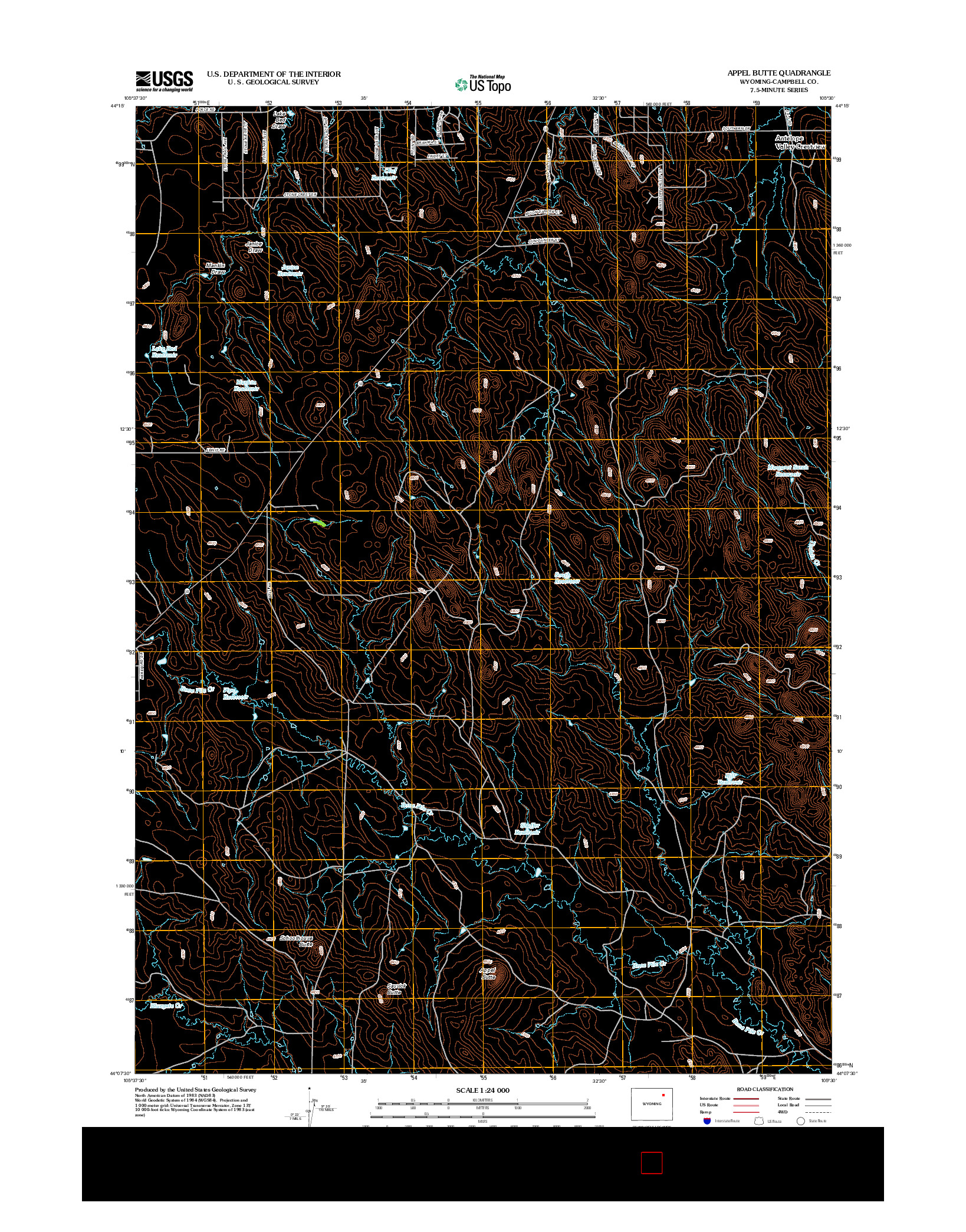 USGS US TOPO 7.5-MINUTE MAP FOR APPEL BUTTE, WY 2012