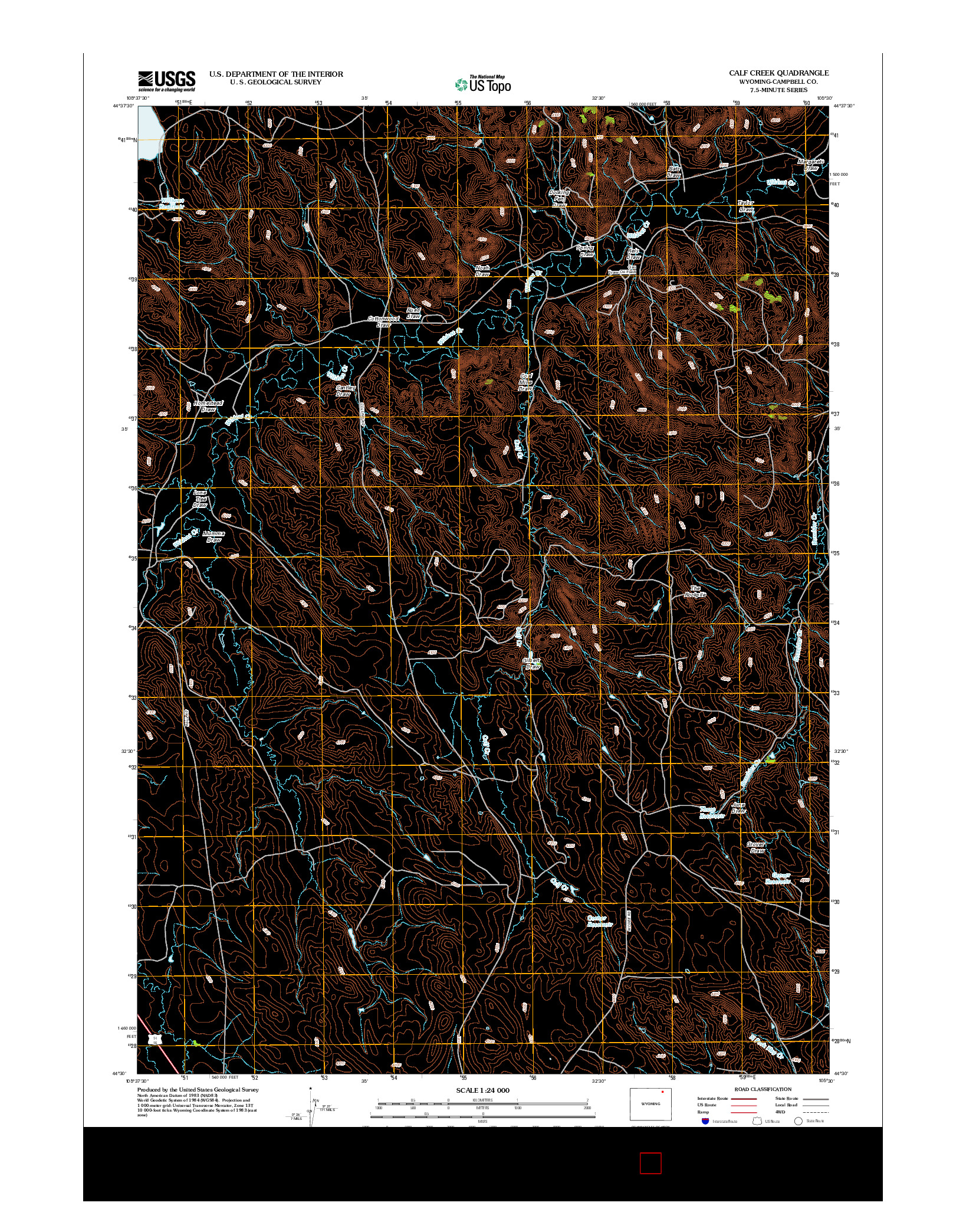 USGS US TOPO 7.5-MINUTE MAP FOR CALF CREEK, WY 2012