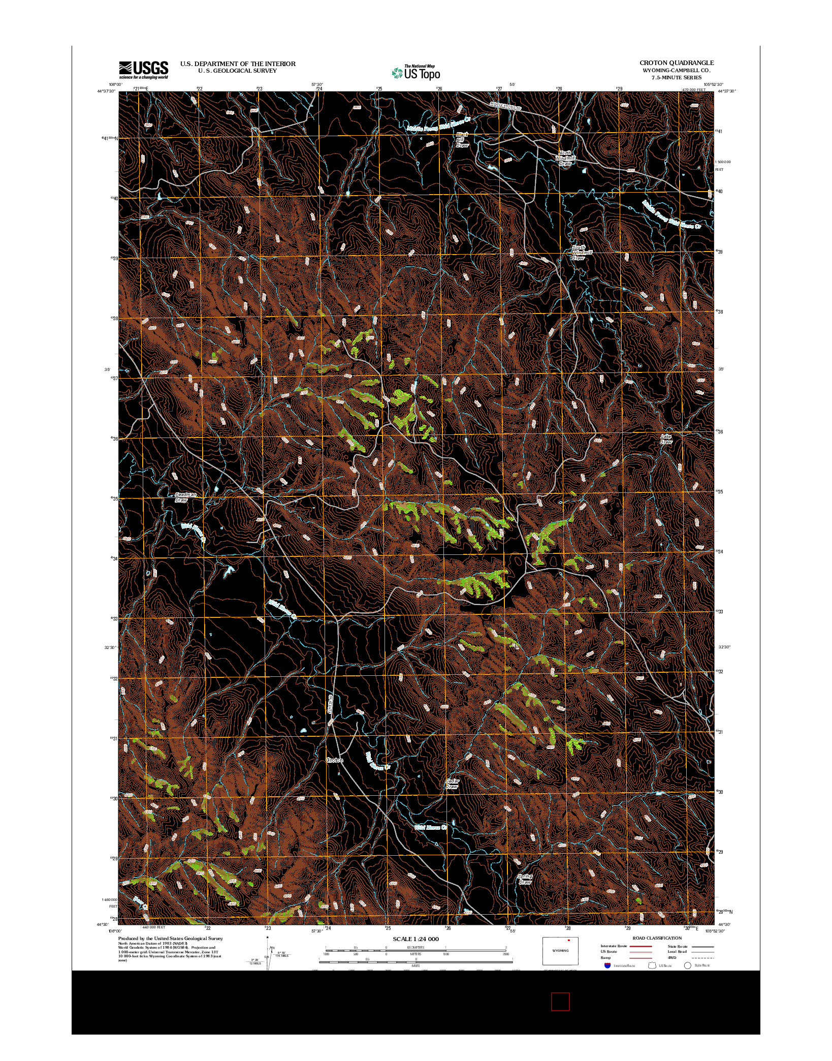 USGS US TOPO 7.5-MINUTE MAP FOR CROTON, WY 2012